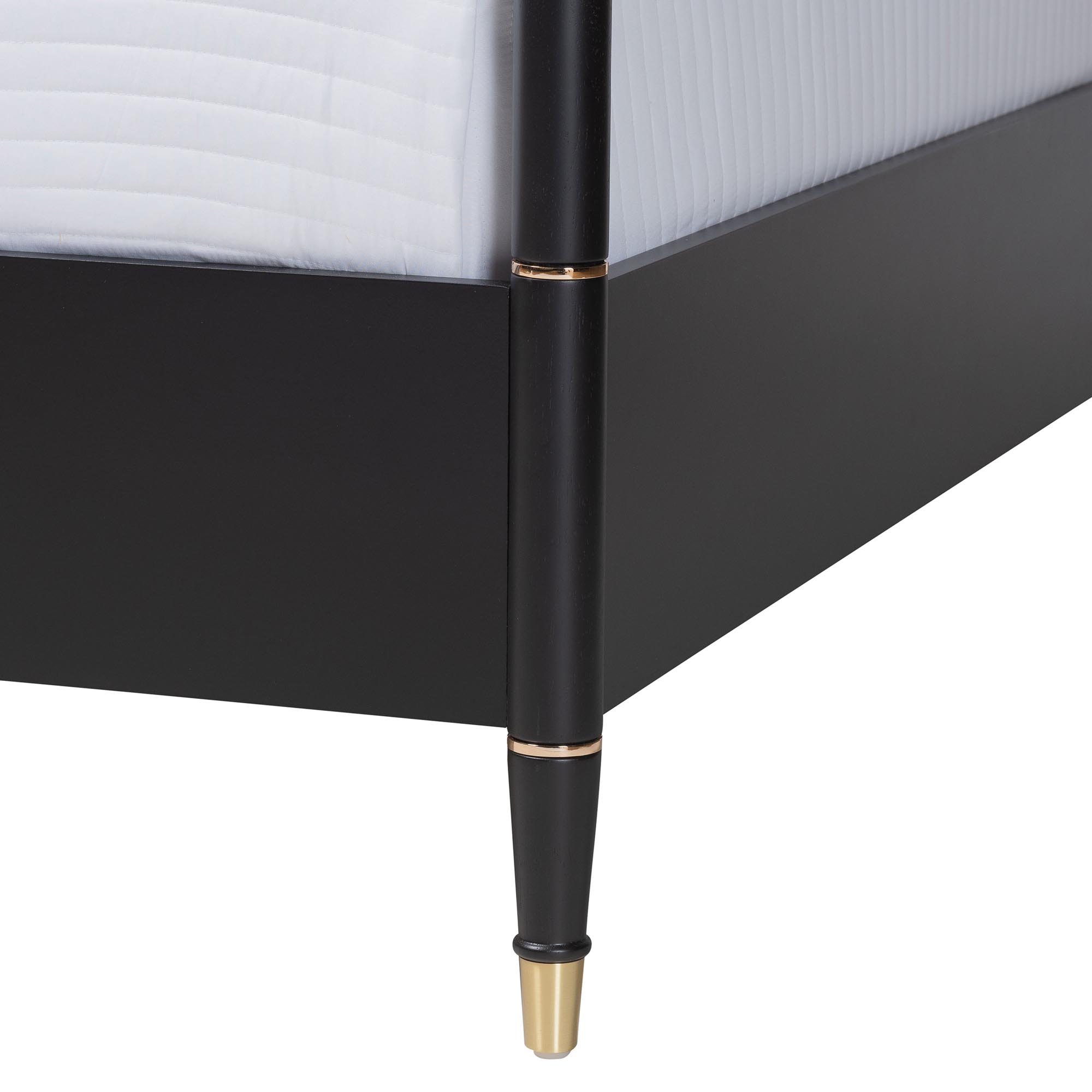 Baxton Studio Tamra Four-Poster Platform Bedroom Set - Black Wood Bed Frame with Matching Dresser and Two Nightstands, Modern Transitional Bedroom Furniture, King