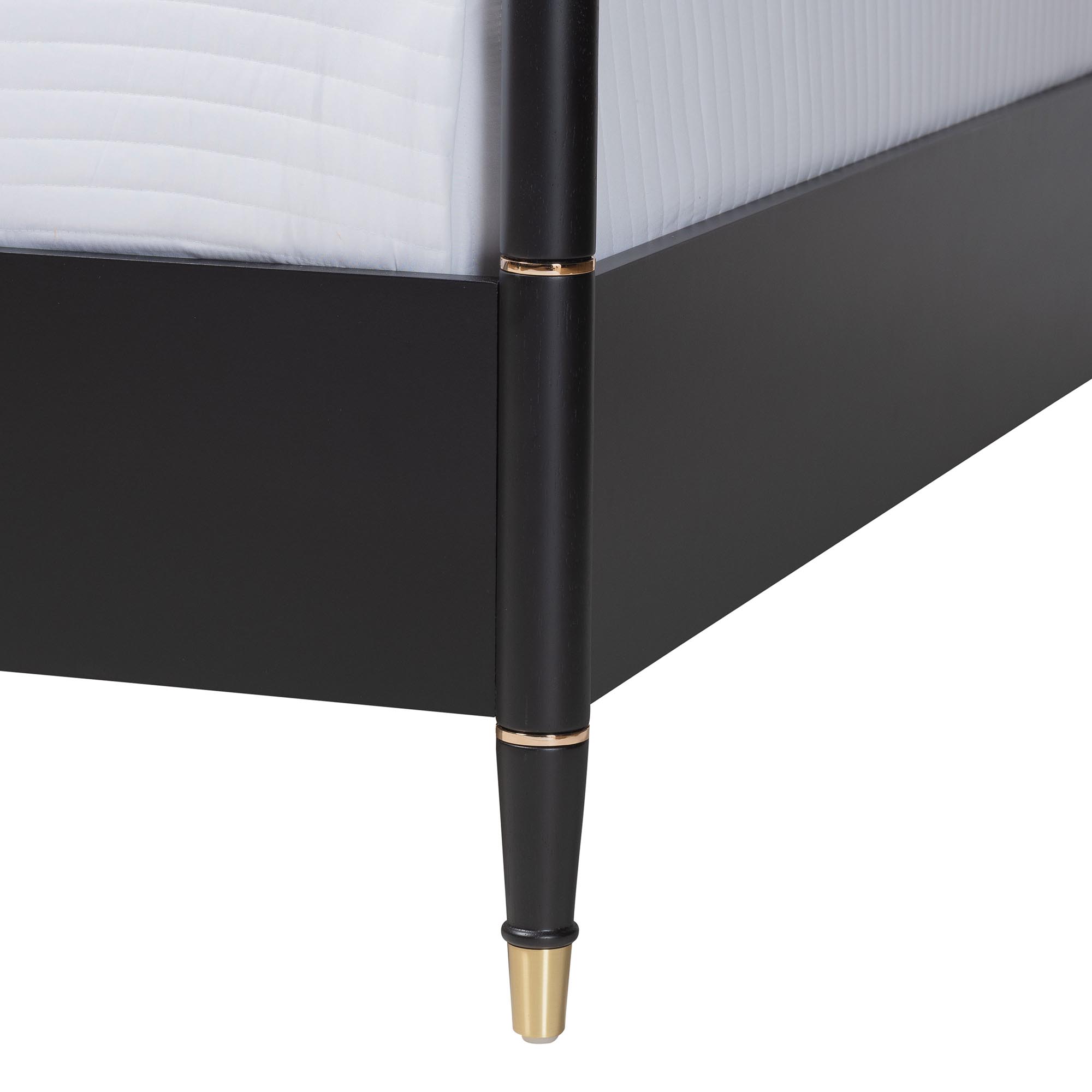 Baxton Studio Tamra Four-Poster Platform Bedroom Set - Black Wood Bed Frame with Matching Dresser, Chest and Nightstand, Modern Transitional Bedroom Furniture, King