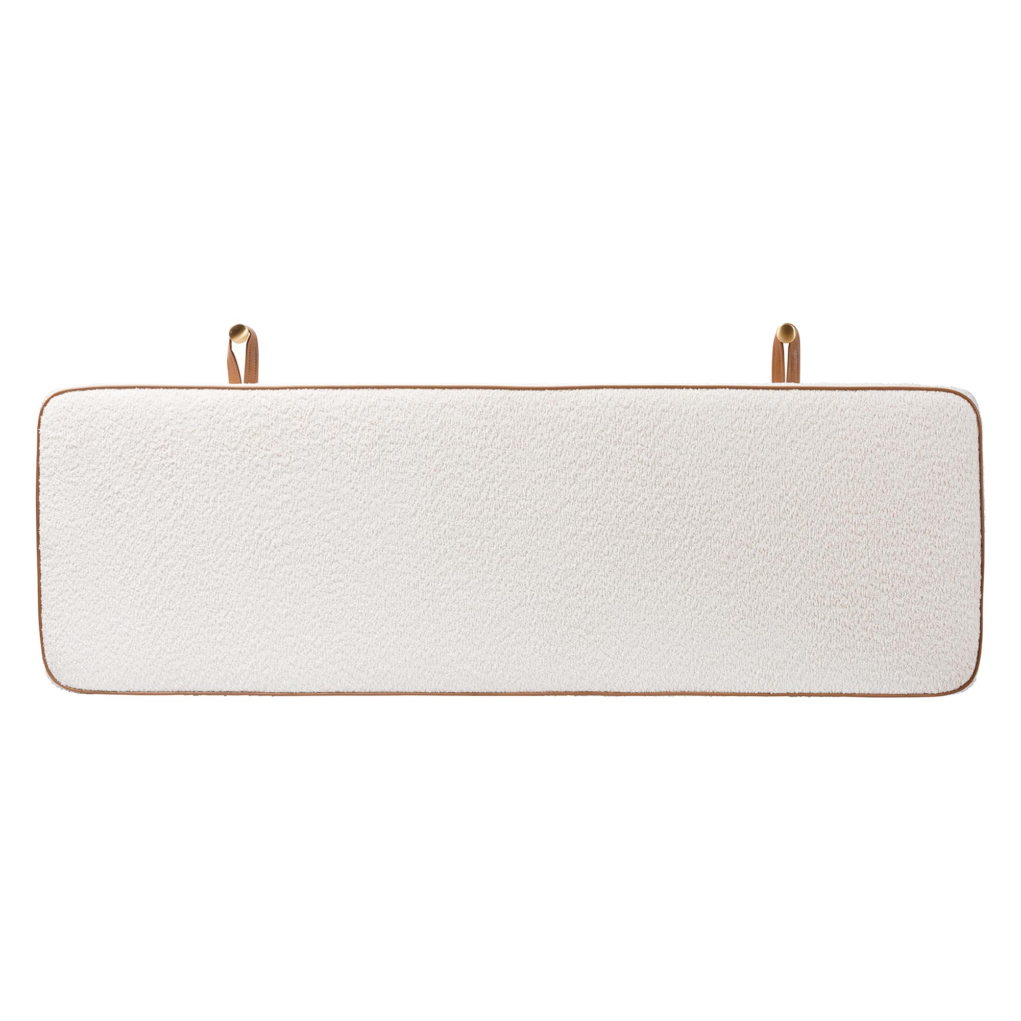 Baxton Studio Belden Boucle Upholstered Wall-Mounted Headboard - Padded Cushion Panel with Faux Leather Piping, Modern Bedroom Accent Piece, Cream, Queen