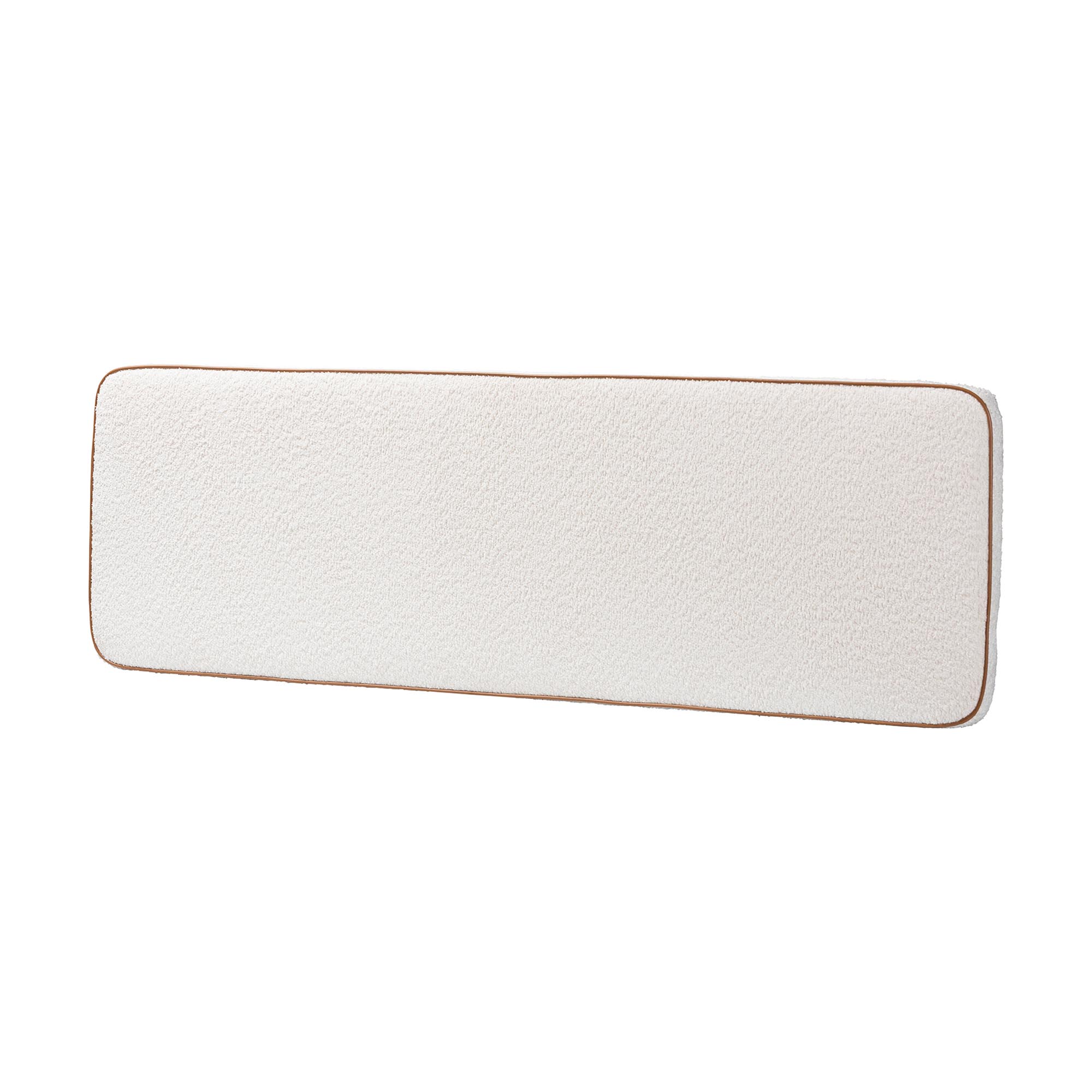 Baxton Studio Belden Boucle Upholstered Wall-Mounted Headboard - Padded Cushion Panel with Faux Leather Piping, Modern Bedroom Accent Piece, Cream, Queen