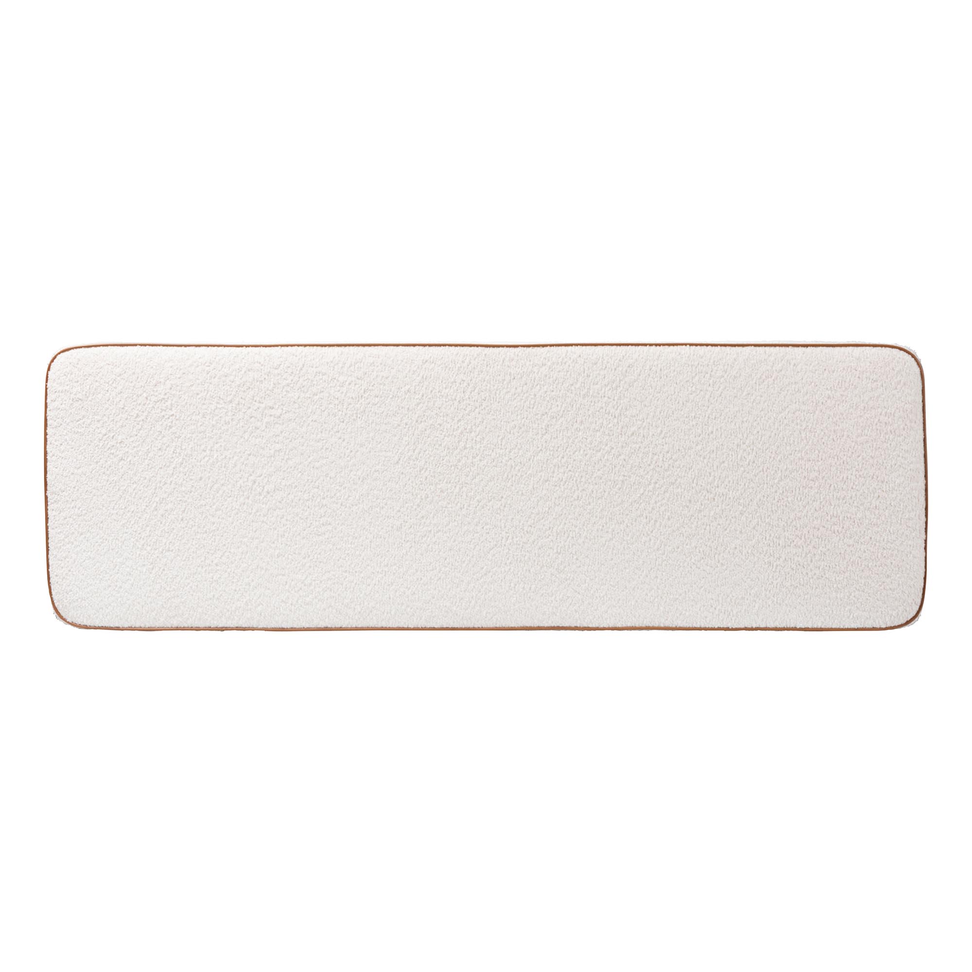 Baxton Studio Belden Boucle Upholstered Wall-Mounted Headboard - Padded Cushion Panel with Faux Leather Piping, Modern Bedroom Accent Piece, Cream, Queen