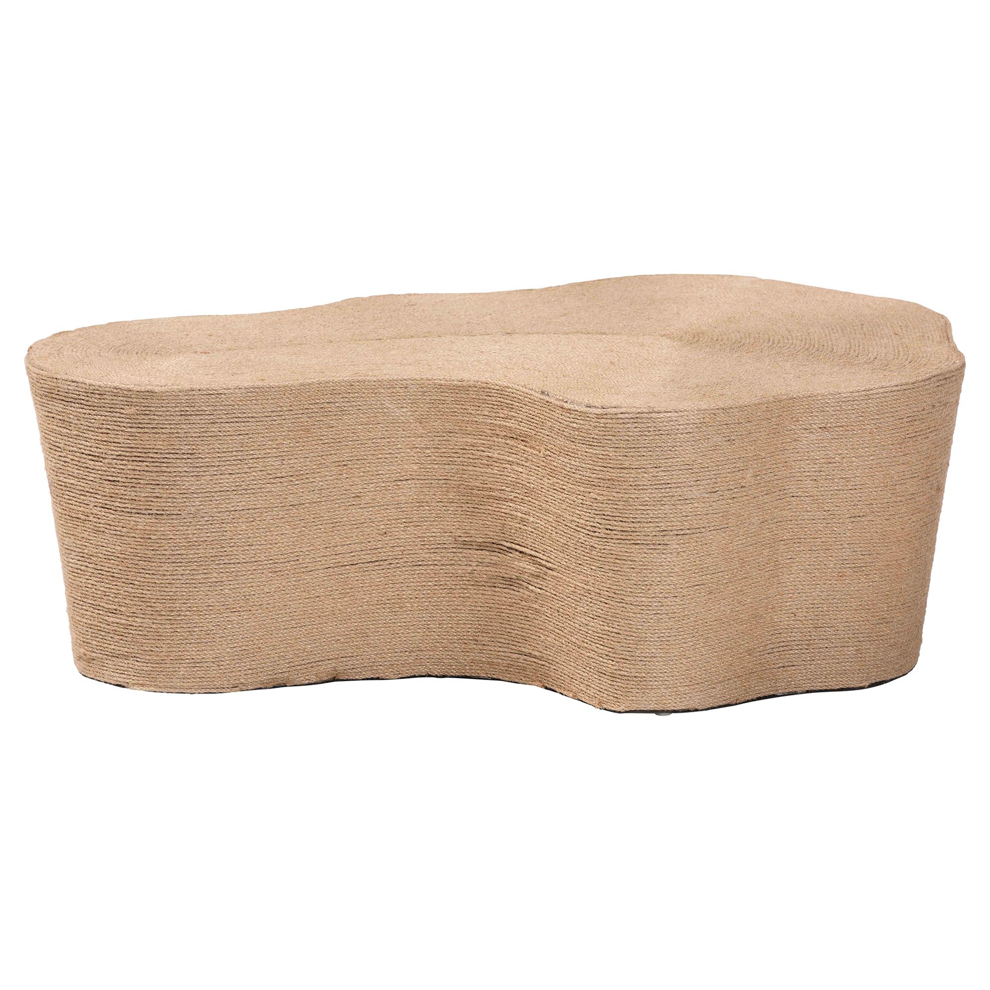 bali & pari Edna Natural Jute Coffee Table - Textured Handwoven Irregular Shape Cocktail Table for Living Room or Lounge
