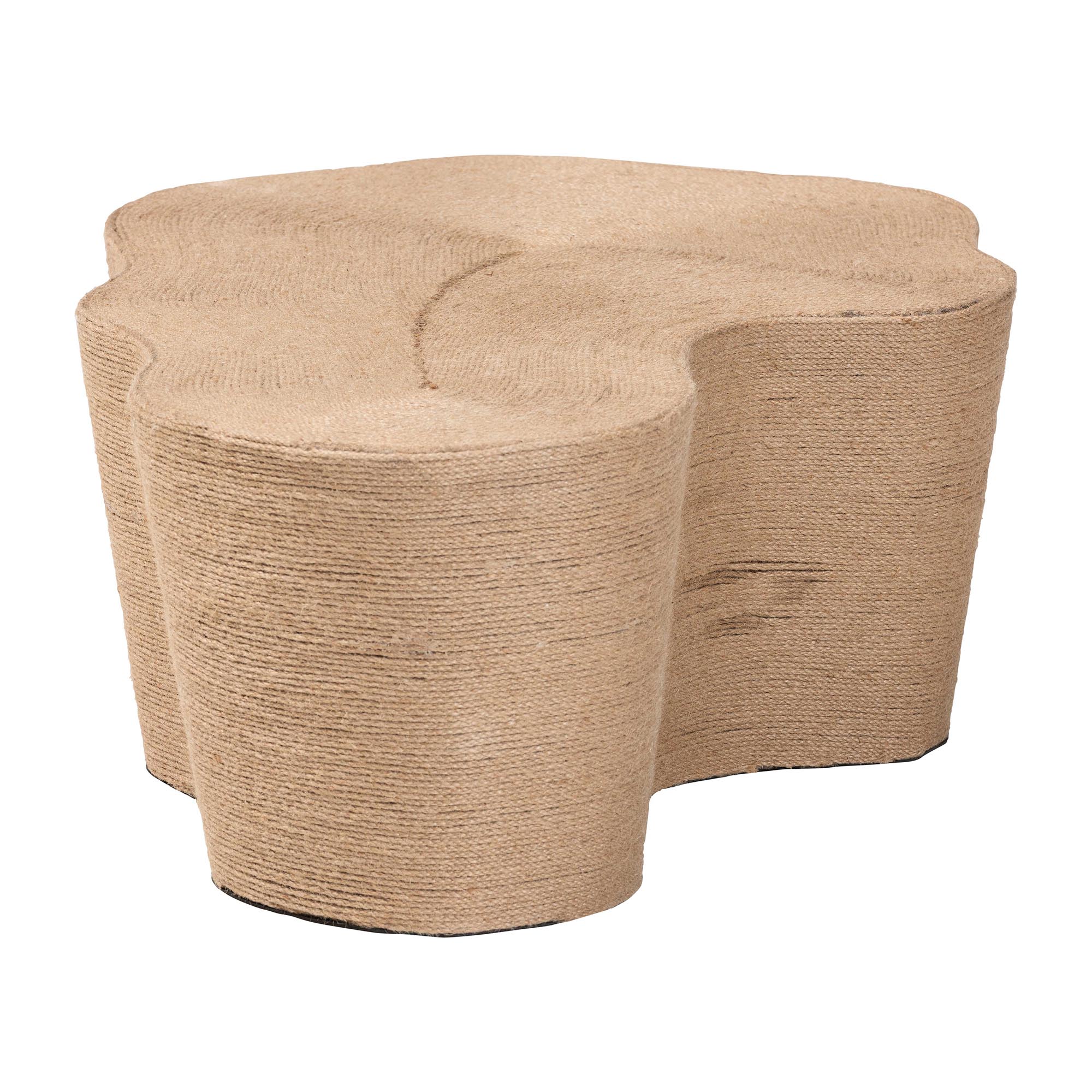 bali & pari Edna Natural Jute Coffee Table - Textured Handwoven Irregular Shape Cocktail Table for Living Room or Lounge