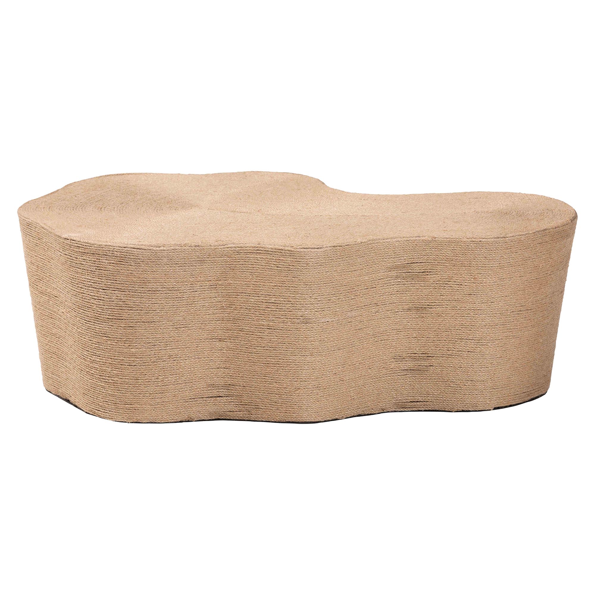 bali & pari Edna Natural Jute Coffee Table - Textured Handwoven Irregular Shape Cocktail Table for Living Room or Lounge