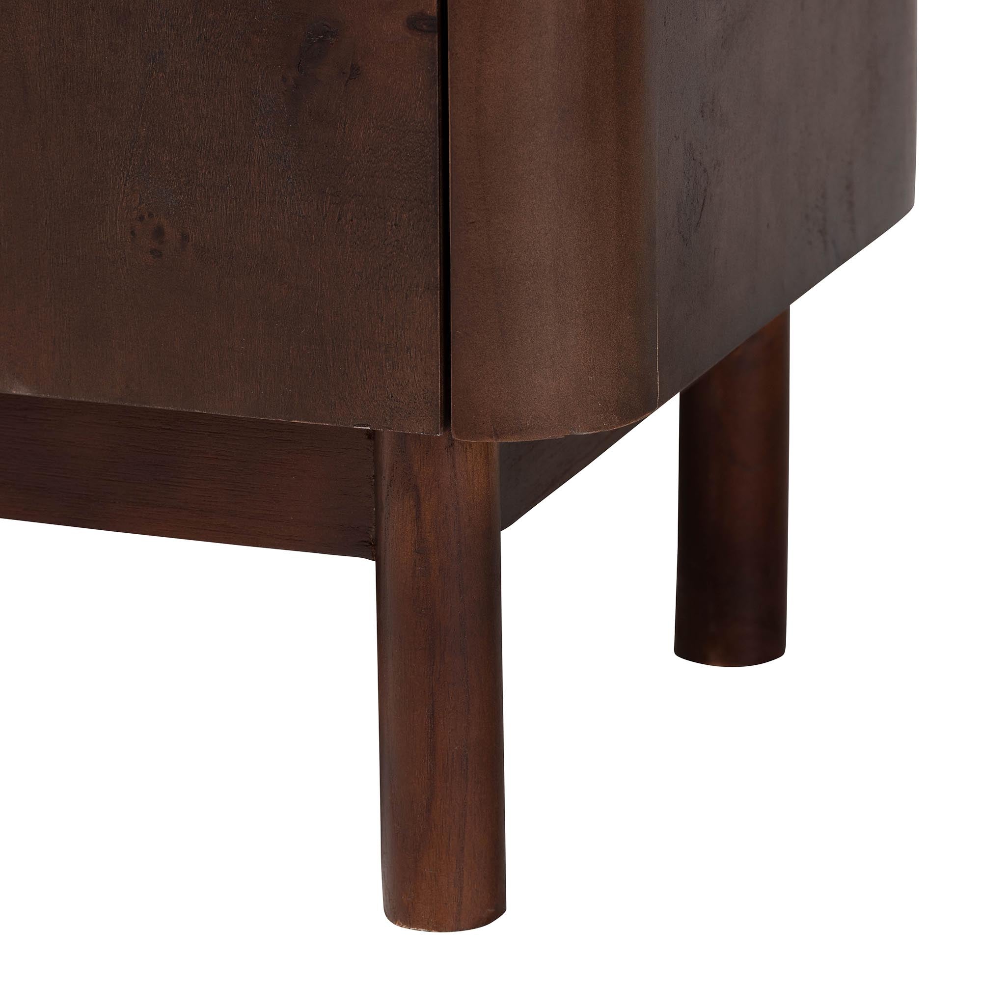 bali & pari Latika Real Burl Wood Storage Cabinet in Dark Walnut Brown - Modern Accent Cupboard with Double Doors and Brass Handles, Elegant Sideboard for Entryway, Living Room, or Dining Area