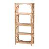 bali & pari Baara Natural Rattan 4-Tier Display Shelf - Handcrafted Bookcase with Openwork Side Panels, Boho Coastal Design for Living Room or Bedroom