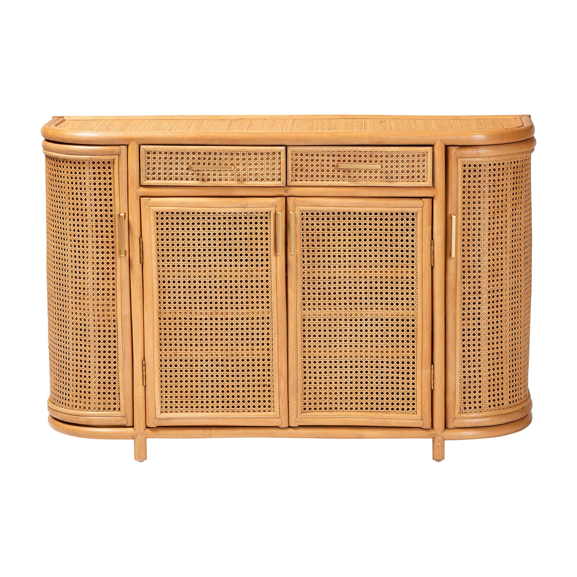 bali & pari McKenna Natural Rattan Sideboard - Handwoven Wicker Buffet Credenza, Boho Coastal Style for Dining or Living Room, 2-Drawer