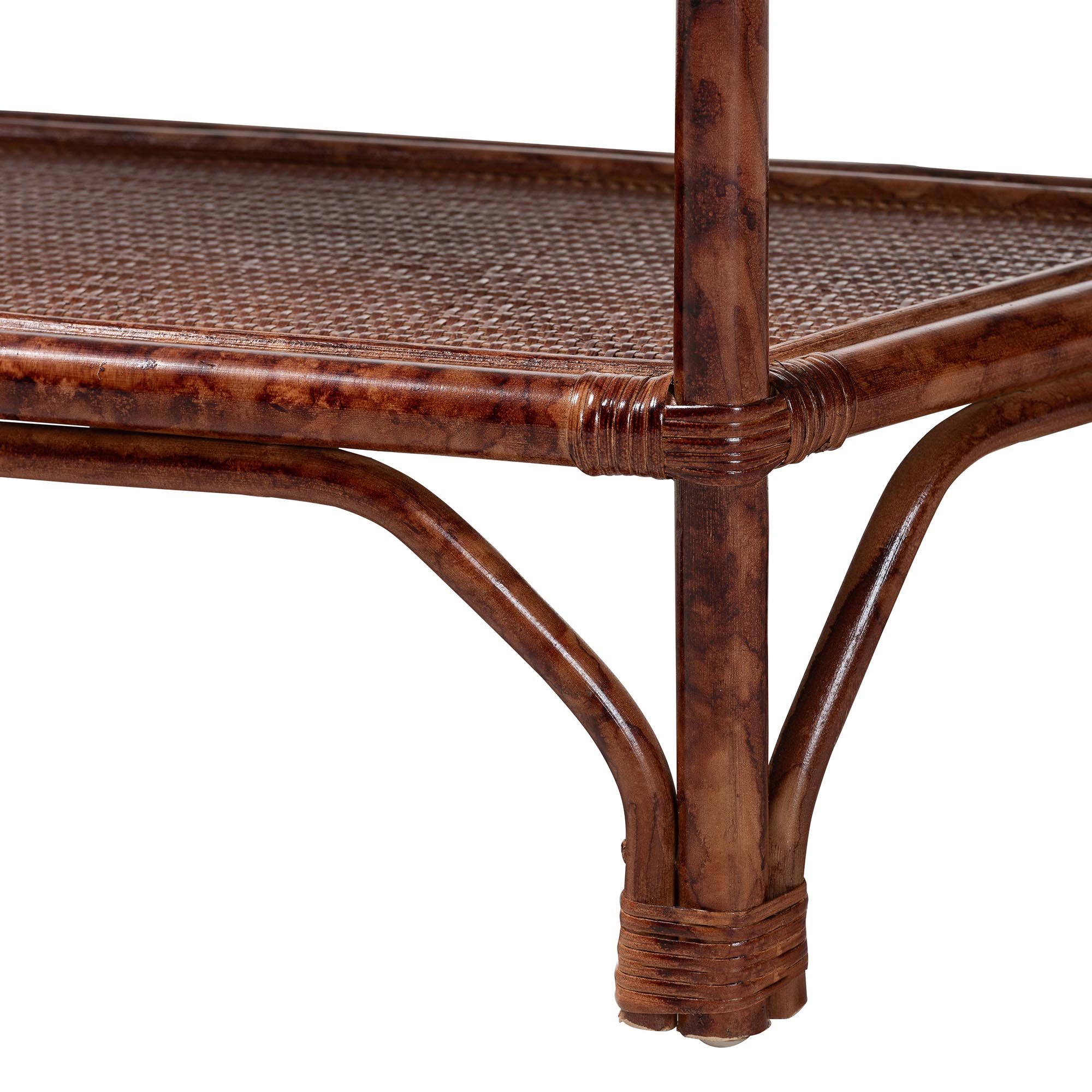 bali & pari Gaspar Marbled Tortoise Natural Rattan Console Table - Handcrafted Accent Table with Chippendale Design, Coastal Tropical Style for Entryway, Hallway, or Living Room