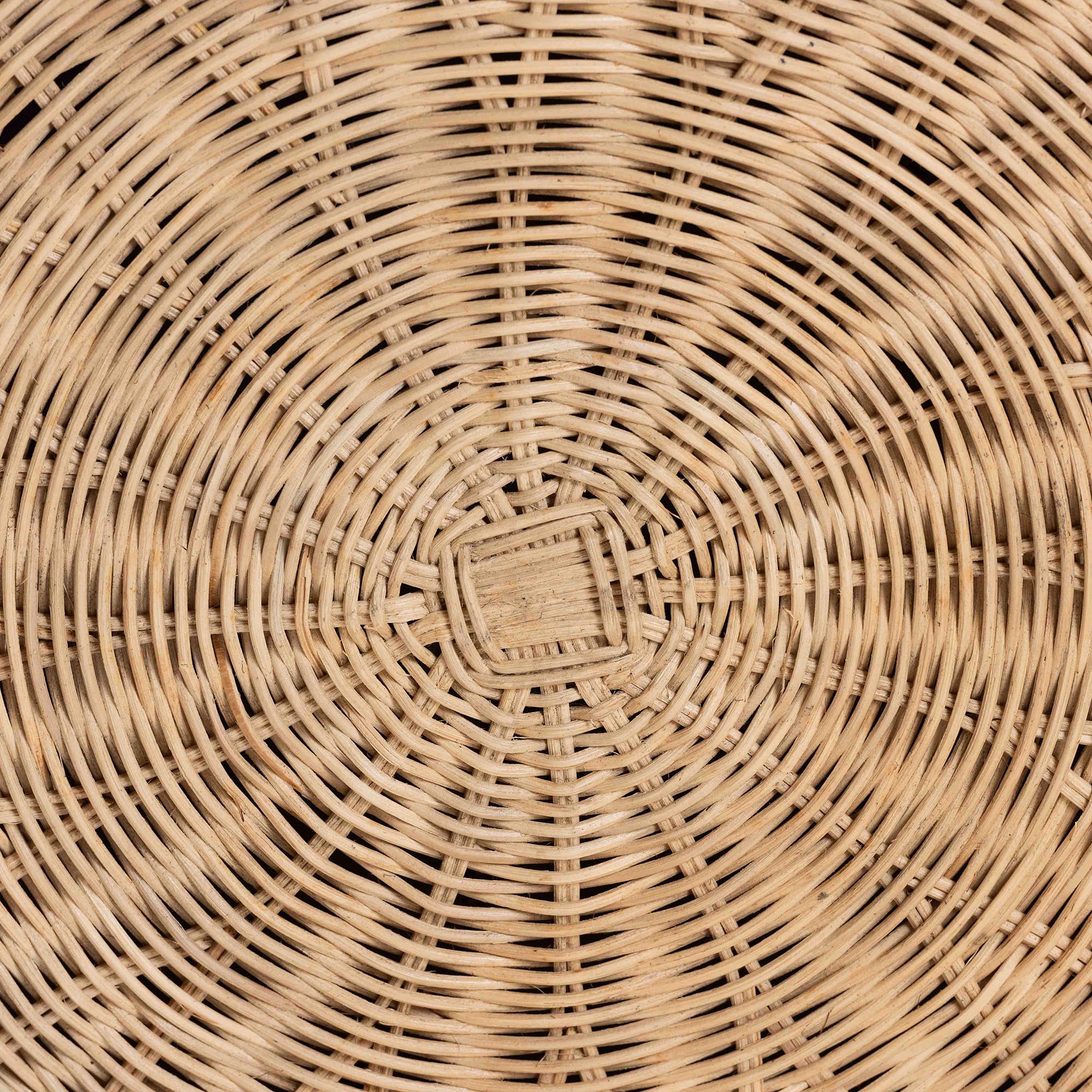 bali & pari Ying Round Natural Rattan Ottoman with Cushion - Handwoven Wicker Pleated Skirt Accent Coffee Table or Extra Seating for Living Room or Sunroom, Large