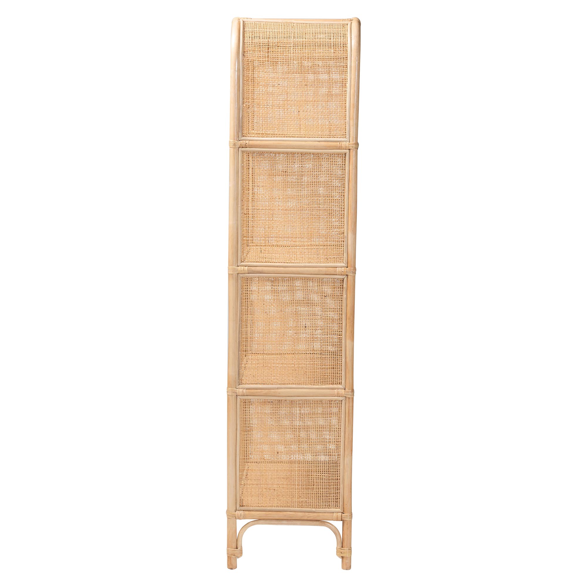 bali & pari Chusi Natural Rattan Decorative Shelf - Handwoven Cane Display Unit with Arched Top, Boho Coastal Storage Rack for Living Room or Bedroom