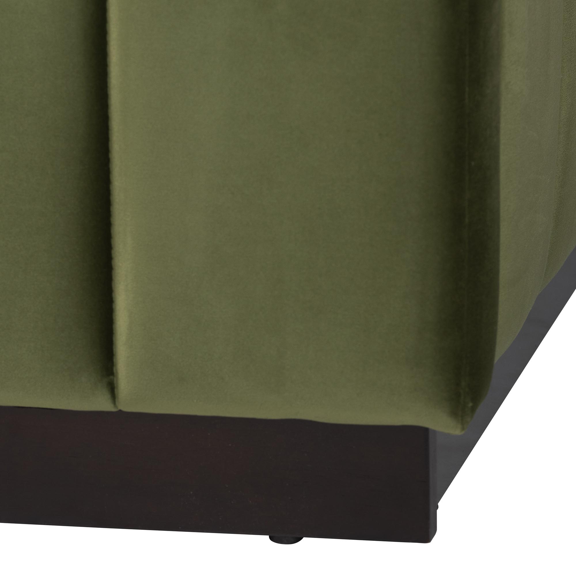 Baxton Studio Granger Velvet Upholstered Platform Bed with Channel Tufted Headboard, Modern Low Profile Bed Frame, Moss Green, Queen