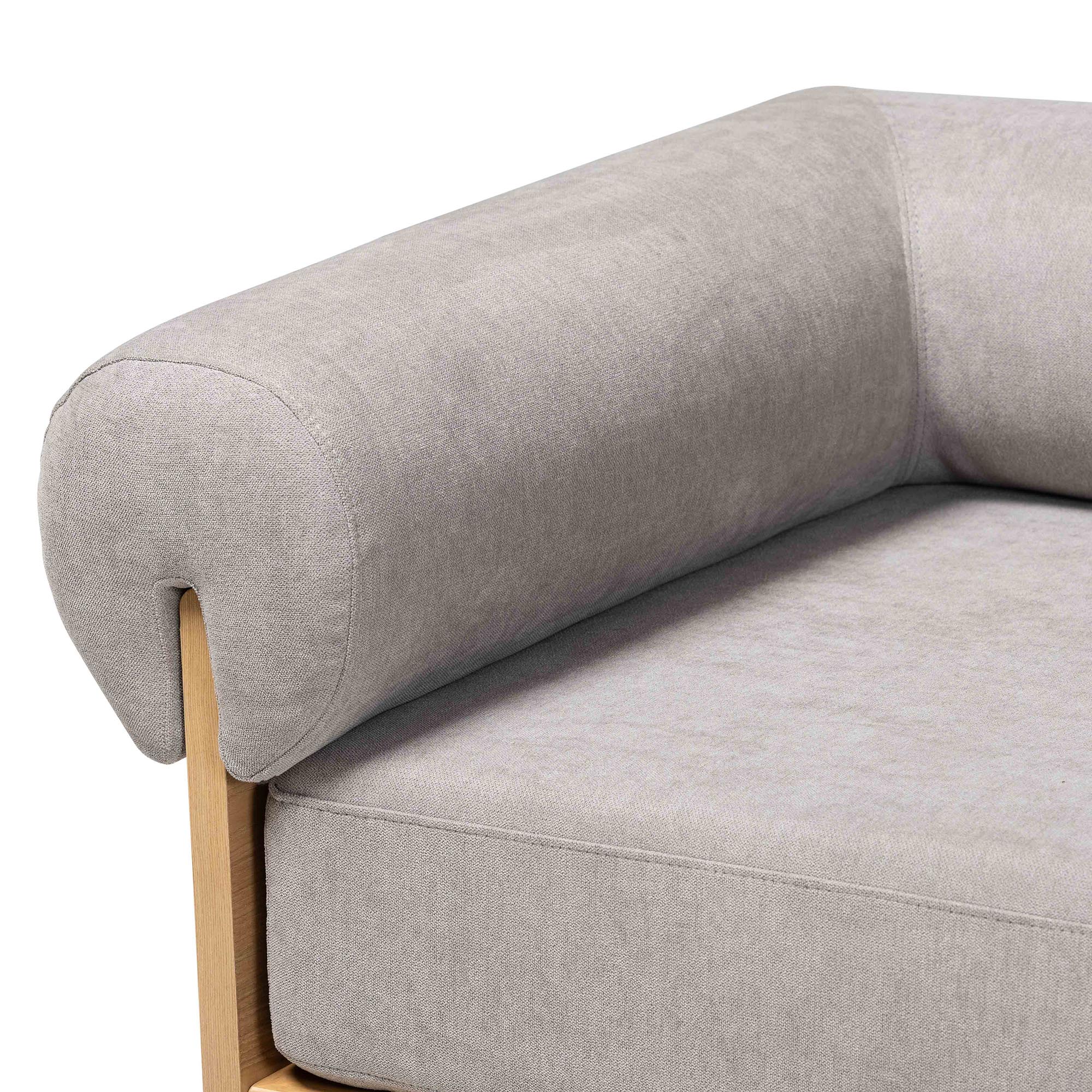 Baxton Studio Bertille Left-Arm Chaise Lounge with Solid Wood Base - Minimalist Sofa Daybed with Grey Fabric Cushion and Bolster Pillow for Living Room or Bedroom Decor