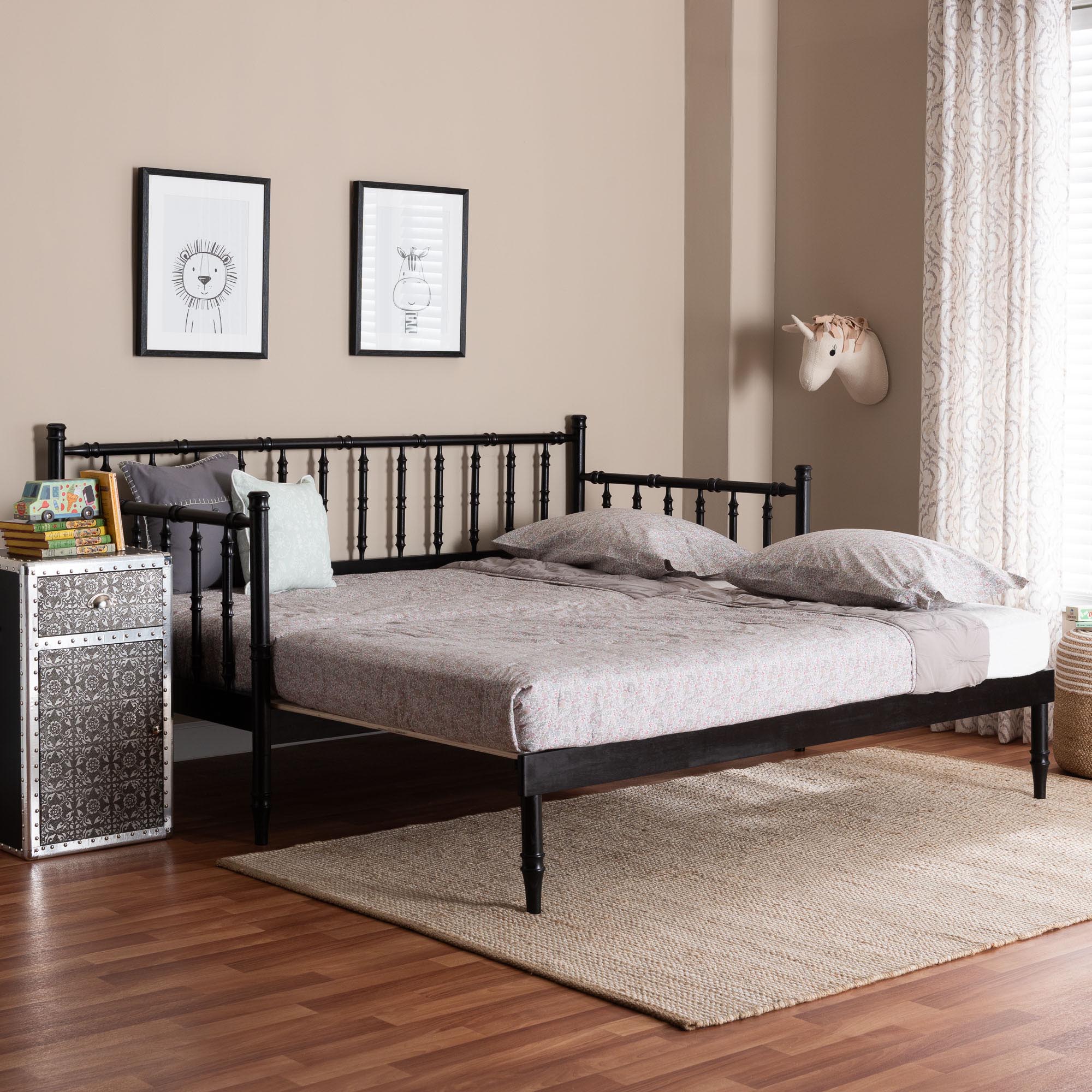 Baxton Studio Marisela Twin-To-King Expandable Daybed - Wood Spindle Bed Frame with Bamboo-Inspired Posts, Modern Transitional Bedroom Furniture