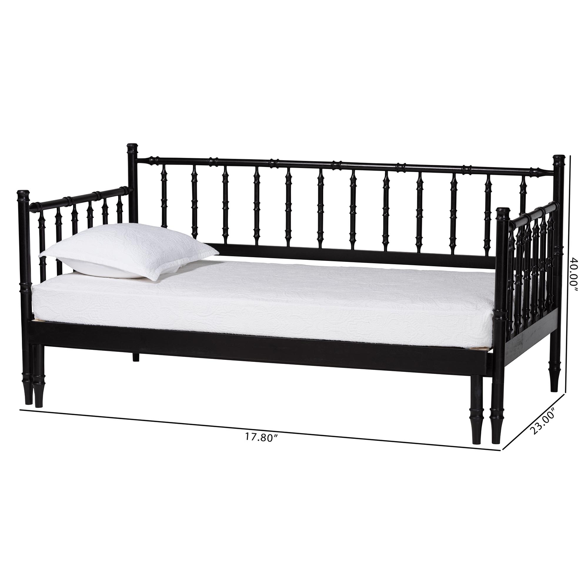 Baxton Studio Marisela Twin-To-King Expandable Daybed - Wood Spindle Bed Frame with Bamboo-Inspired Posts, Modern Transitional Bedroom Furniture