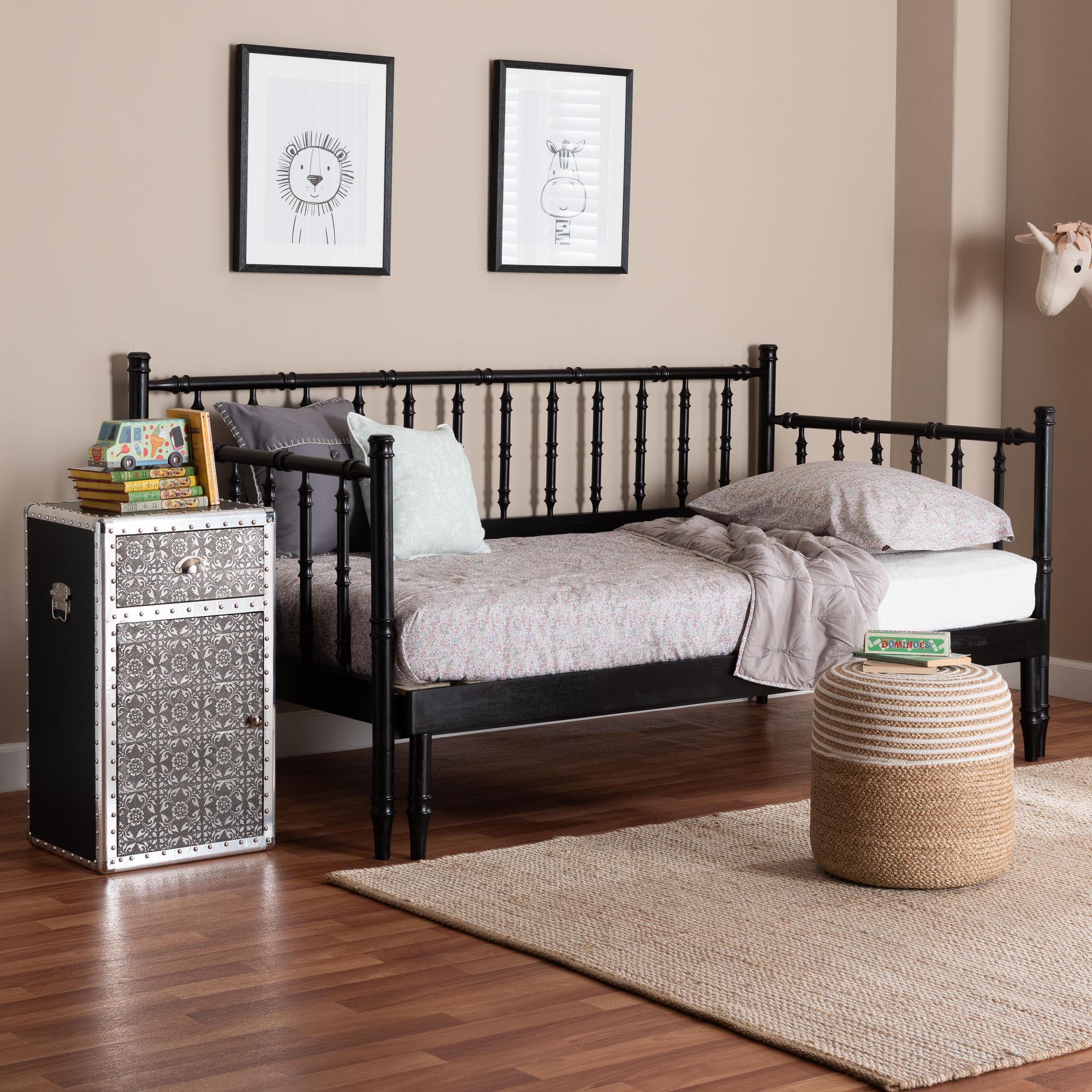 Baxton Studio Marisela Twin-To-King Expandable Daybed - Wood Spindle Bed Frame with Bamboo-Inspired Posts, Modern Transitional Bedroom Furniture