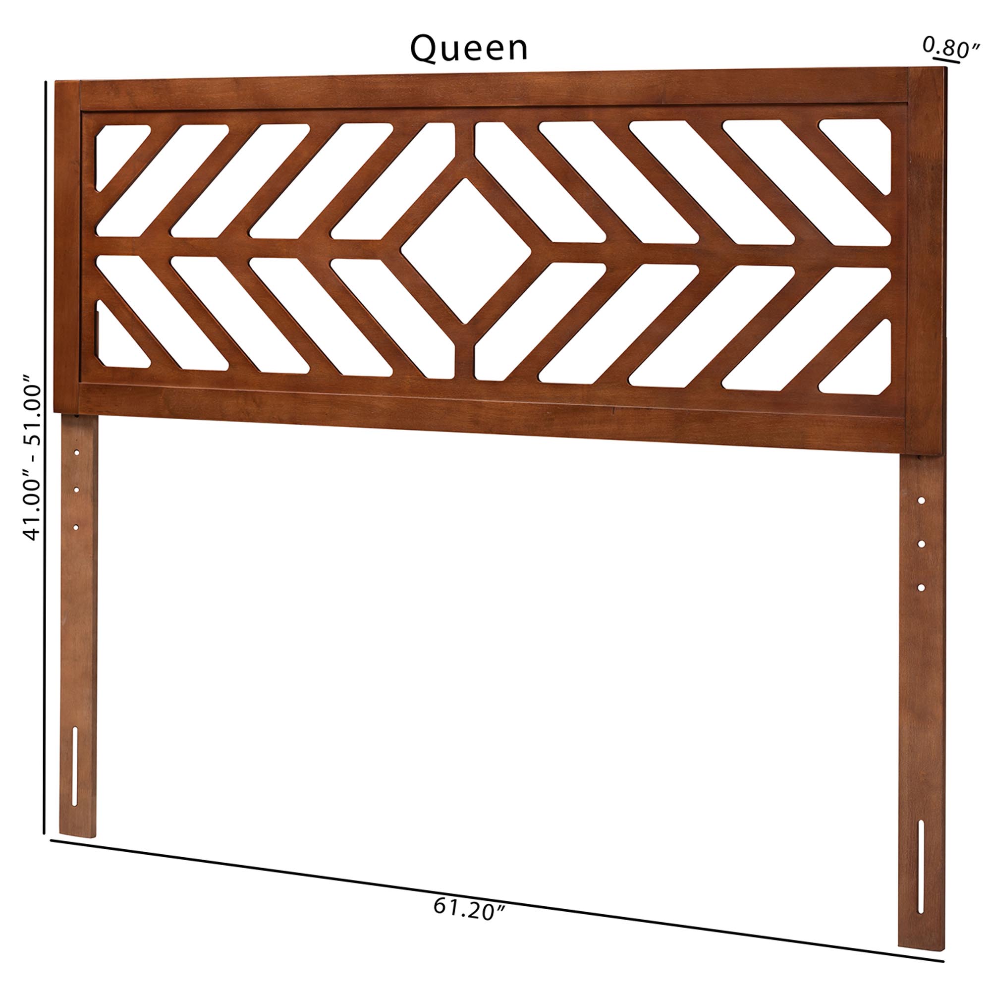 Baxton Studio Olsen Wood Headboard with Geometric Cutout Design - Modern Decorative Panel for Bed Frame, Contemporary Bedroom Accent with Adjustable Height, Queen