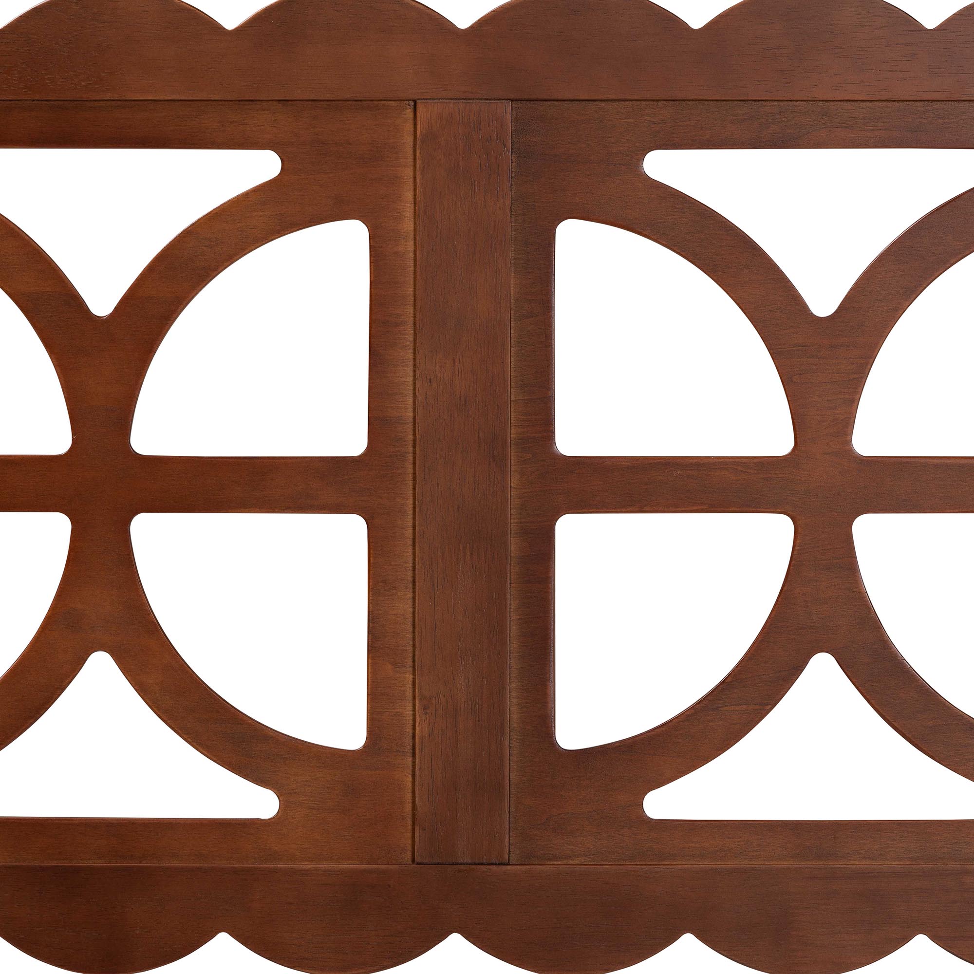 Baxton Studio Nansen Wood Headboard with Scalloped Frame - Geometric Cutout Decorative Panel for Bed Frame, Modern Coastal Bedroom Accent with Adjustable Height, Queen, Walnut
