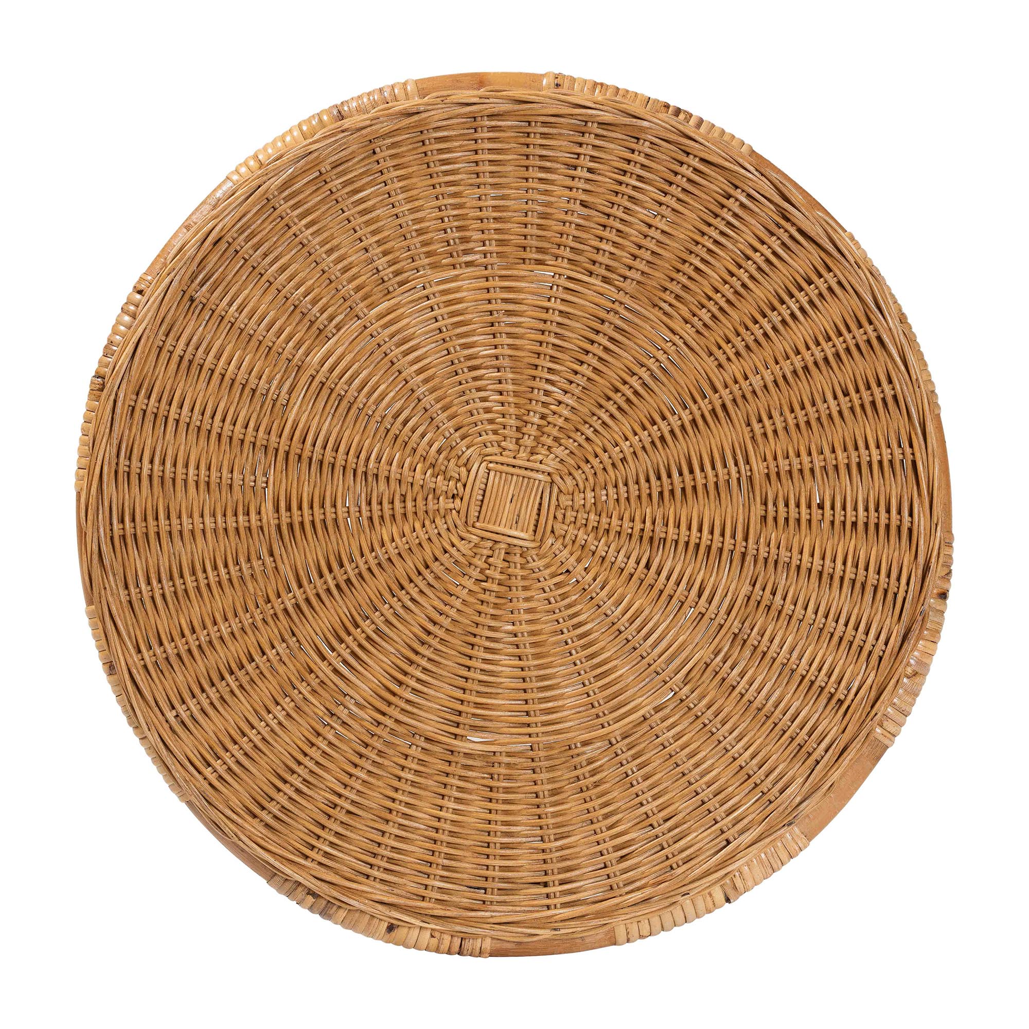 bali & pari Jayana Natural Rattan Round End Table - Handwoven Wicker Accent Table with Open Frame Base, Lightweight Coastal Boho Side Table for Living Room or Patio