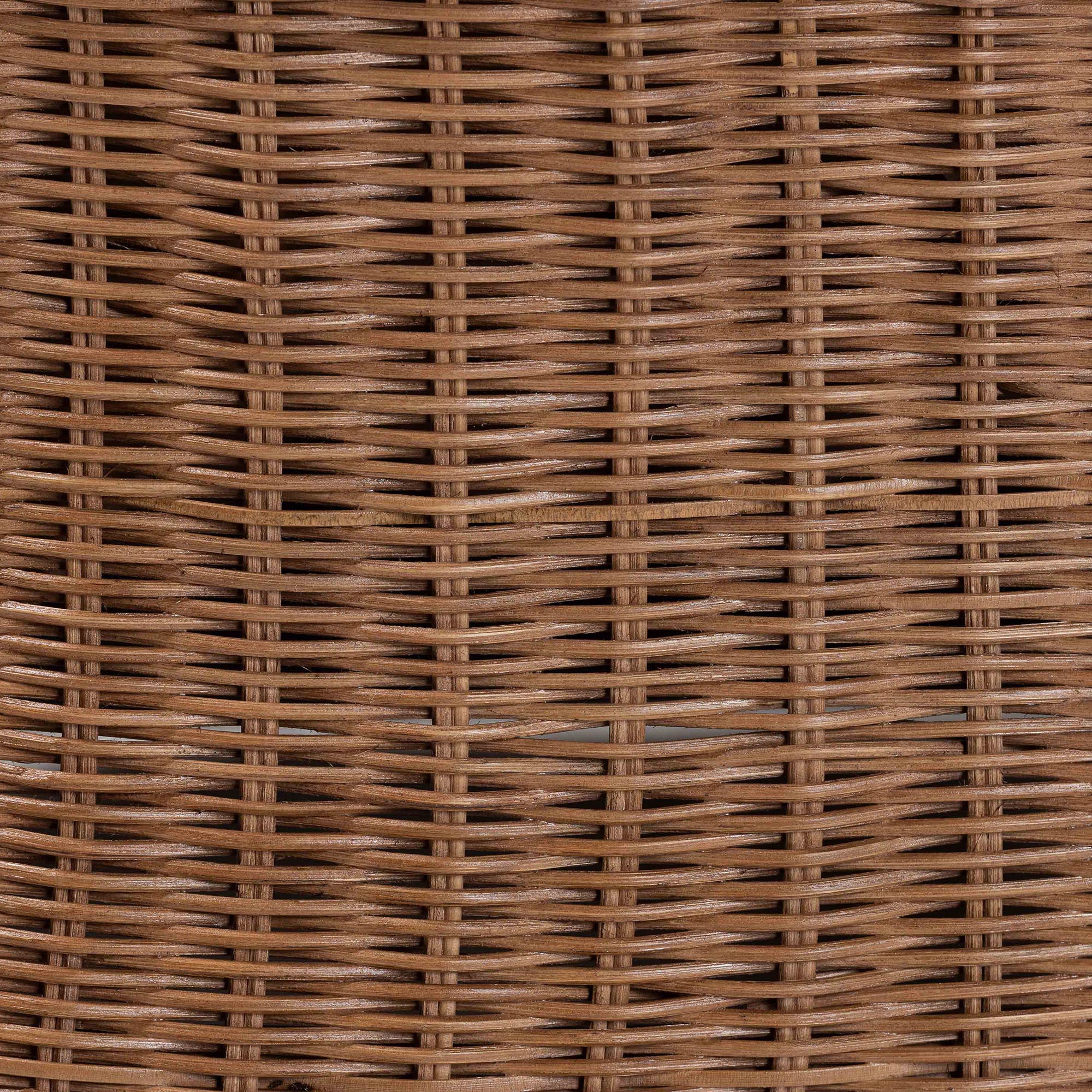 bali & pari Detta Natural Rattan Footstool with Cushion - Handwoven Wicker Ottoman with Scalloped Skirt Base for Coastal Lounge or Sunroom Seating