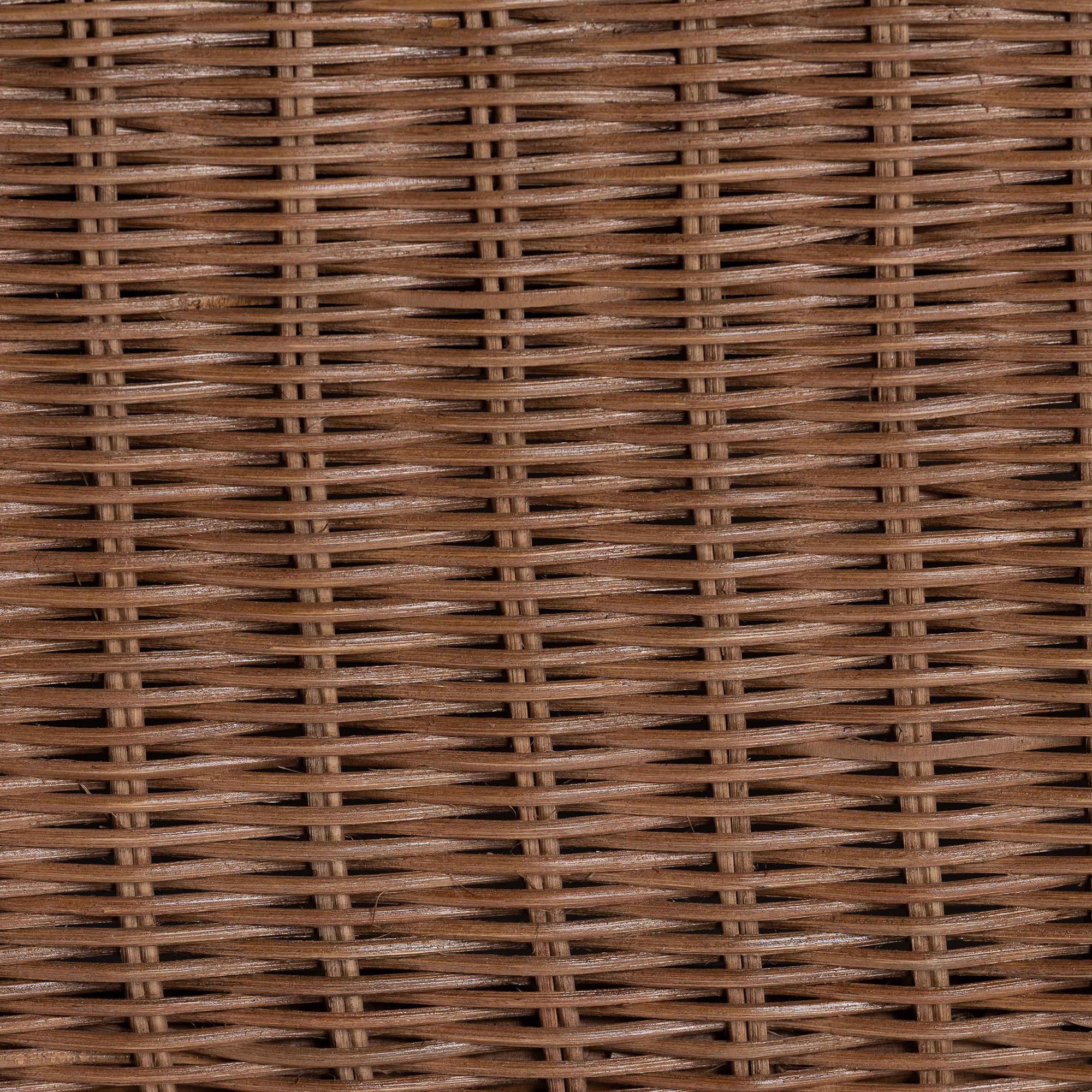 bali & pari Detta Natural Rattan Loveseat with Cushion - Handwoven Wicker Settee with Rolled Arms and Scalloped Skirt Base, Boho Coastal Style for Sunroom or Lounge