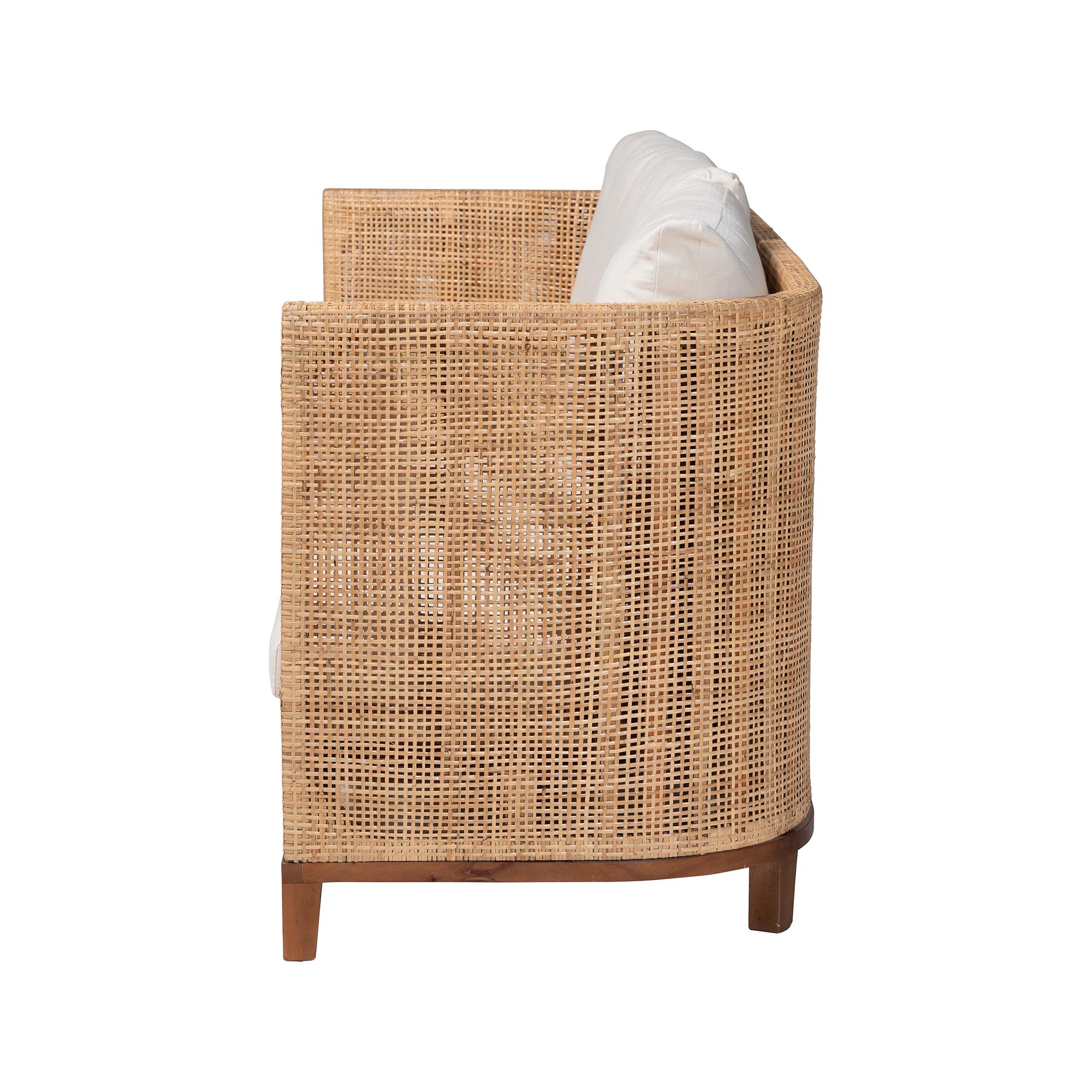 bali & pari Edda Natural Rattan Sofa with Upholstered Cushions - Coastal Style 3-Seater Couch for Living Room or Sunroom