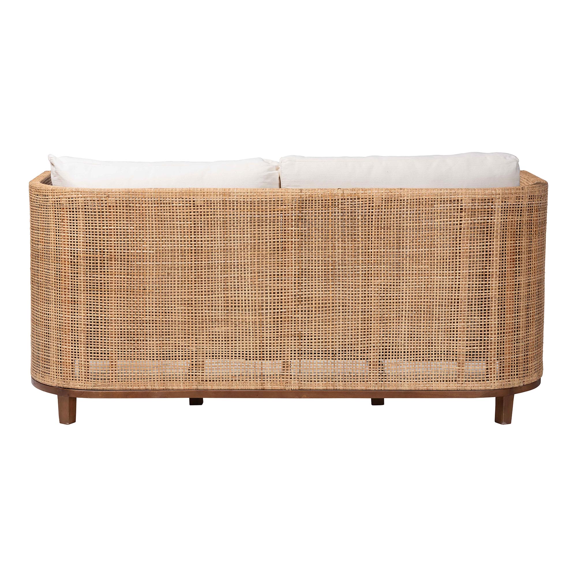 bali & pari Edda Natural Rattan Sofa with Upholstered Cushions - Coastal Style 3-Seater Couch for Living Room or Sunroom