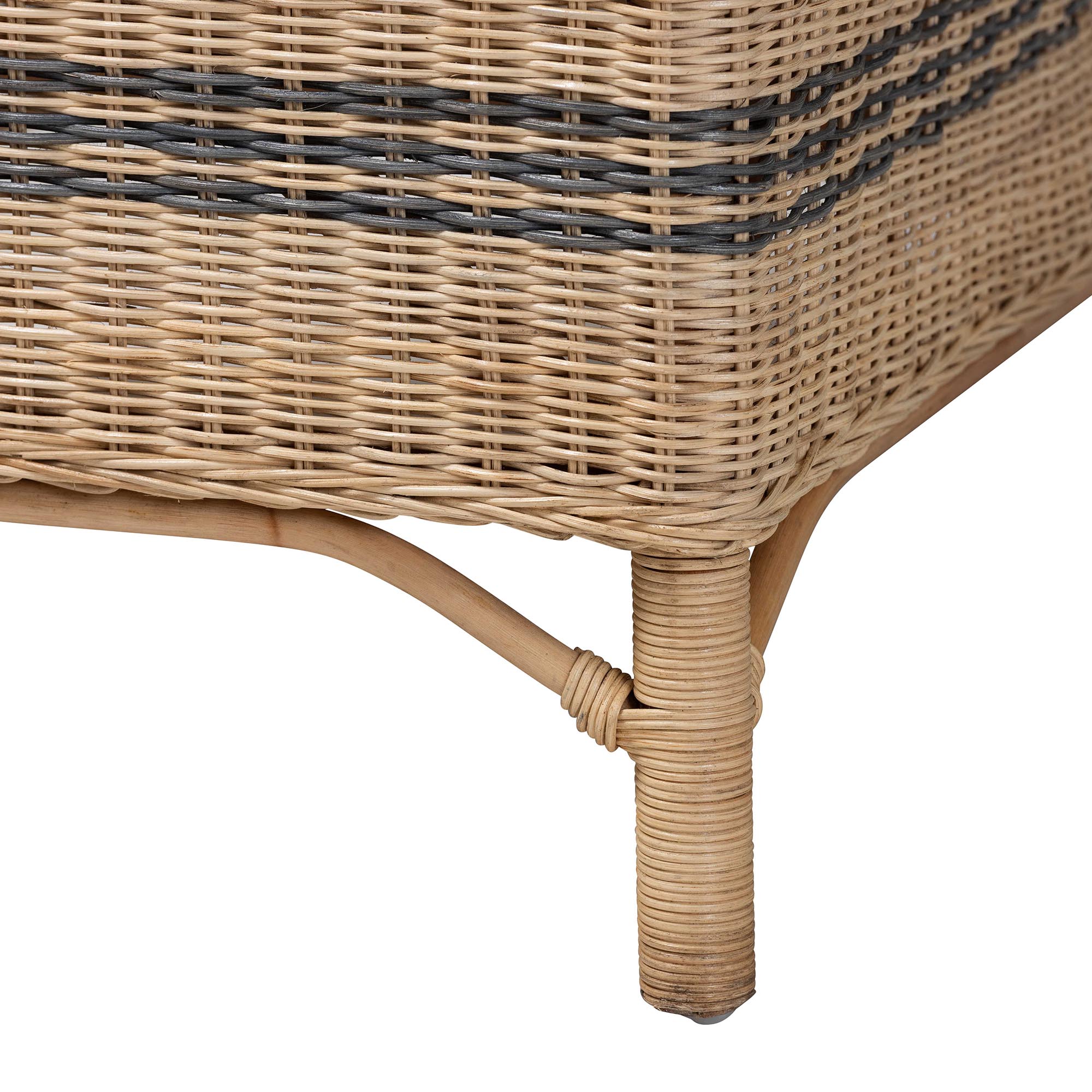 bali & pari Elda Natural Rattan Accent Chair - Wicker Barrel-Back Chair with Two-Tone Woven Stripes and Cushion, Coastal Boho Style Seating for  Living Room or Sunroom