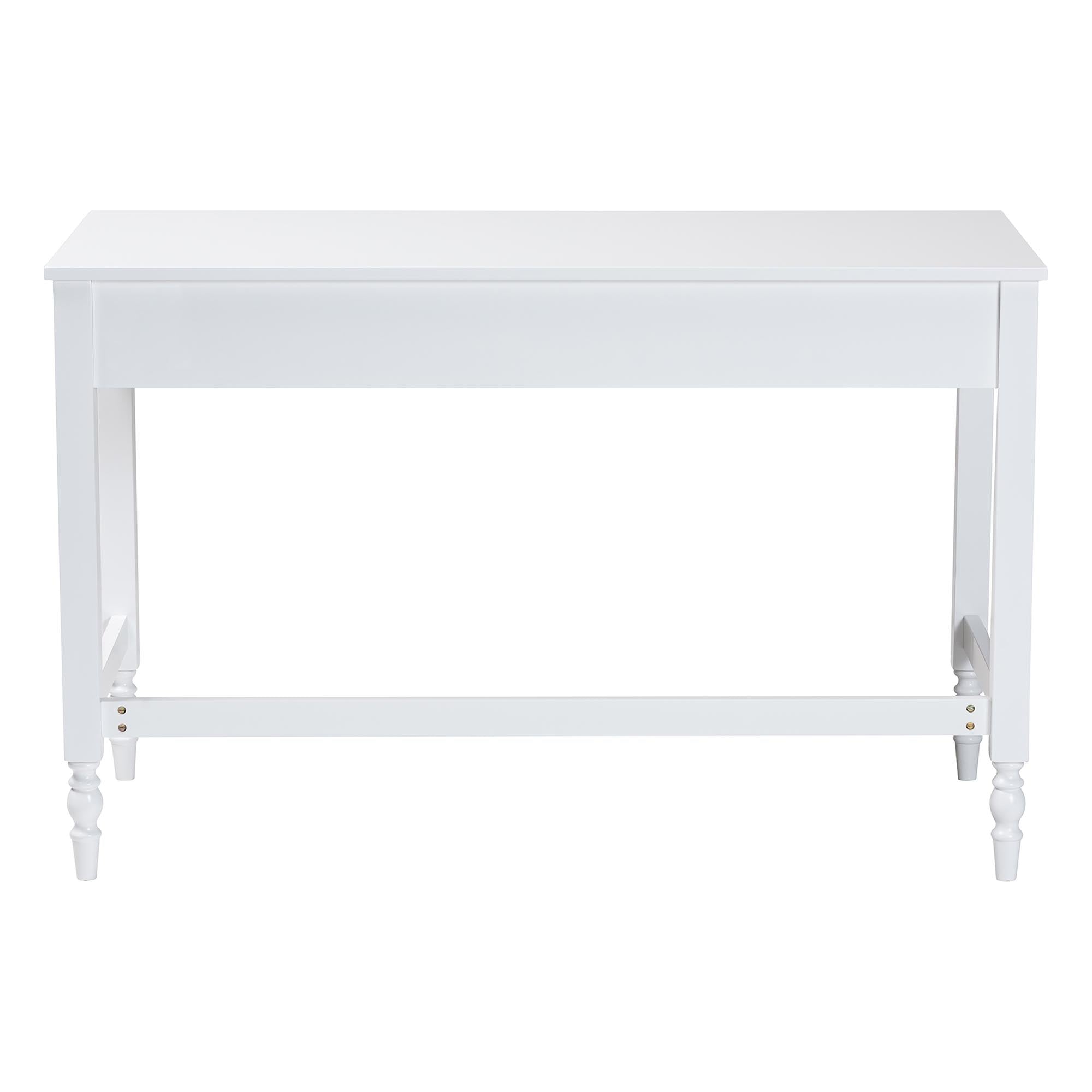 Baxton Studio Roni Writing Desk with Drawers - Modern Cottage Style Desk with Scalloped Detailing for Home Office or Vanity, White