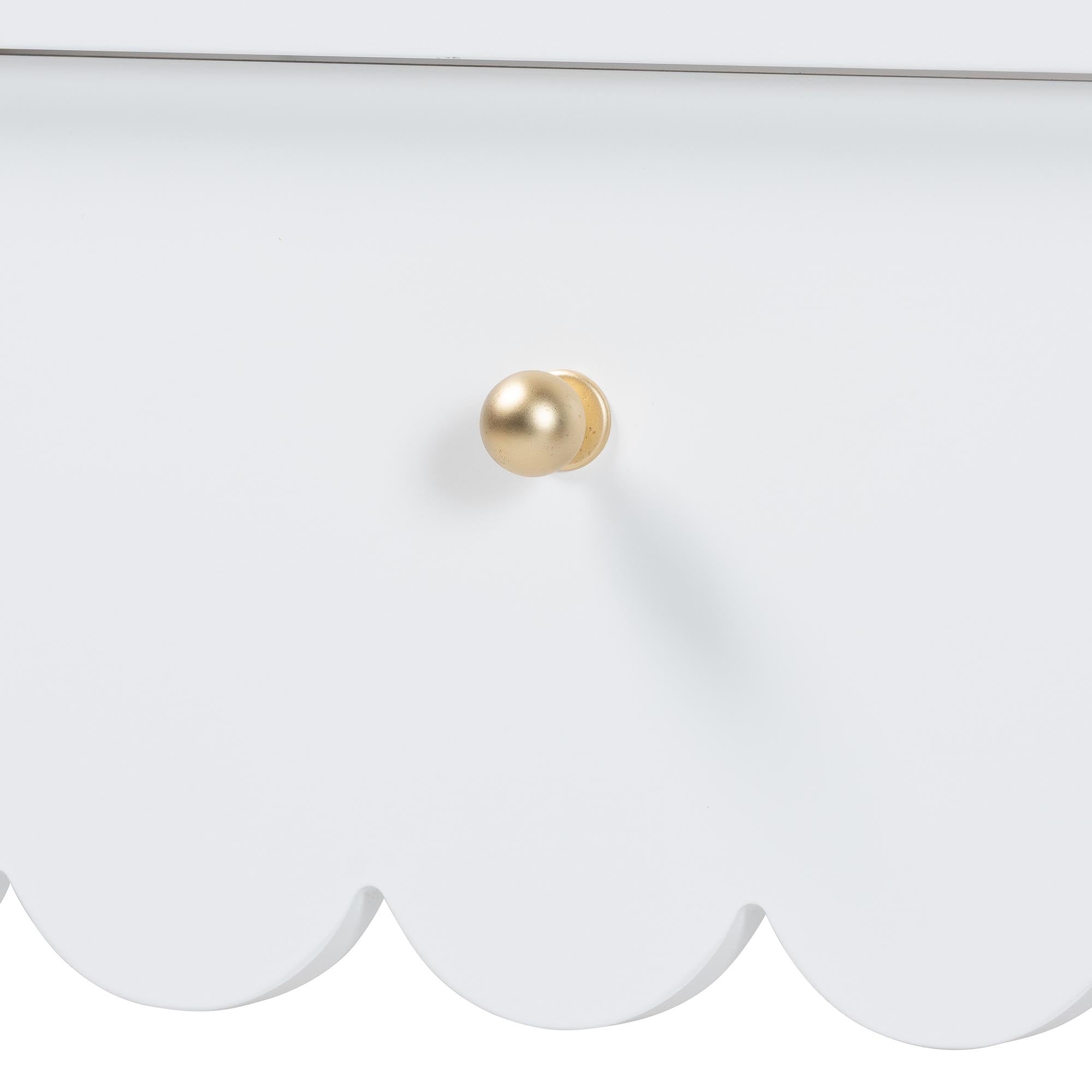 Baxton Studio Roni Writing Desk with Drawers - Modern Cottage Style Desk with Scalloped Detailing for Home Office or Vanity, White