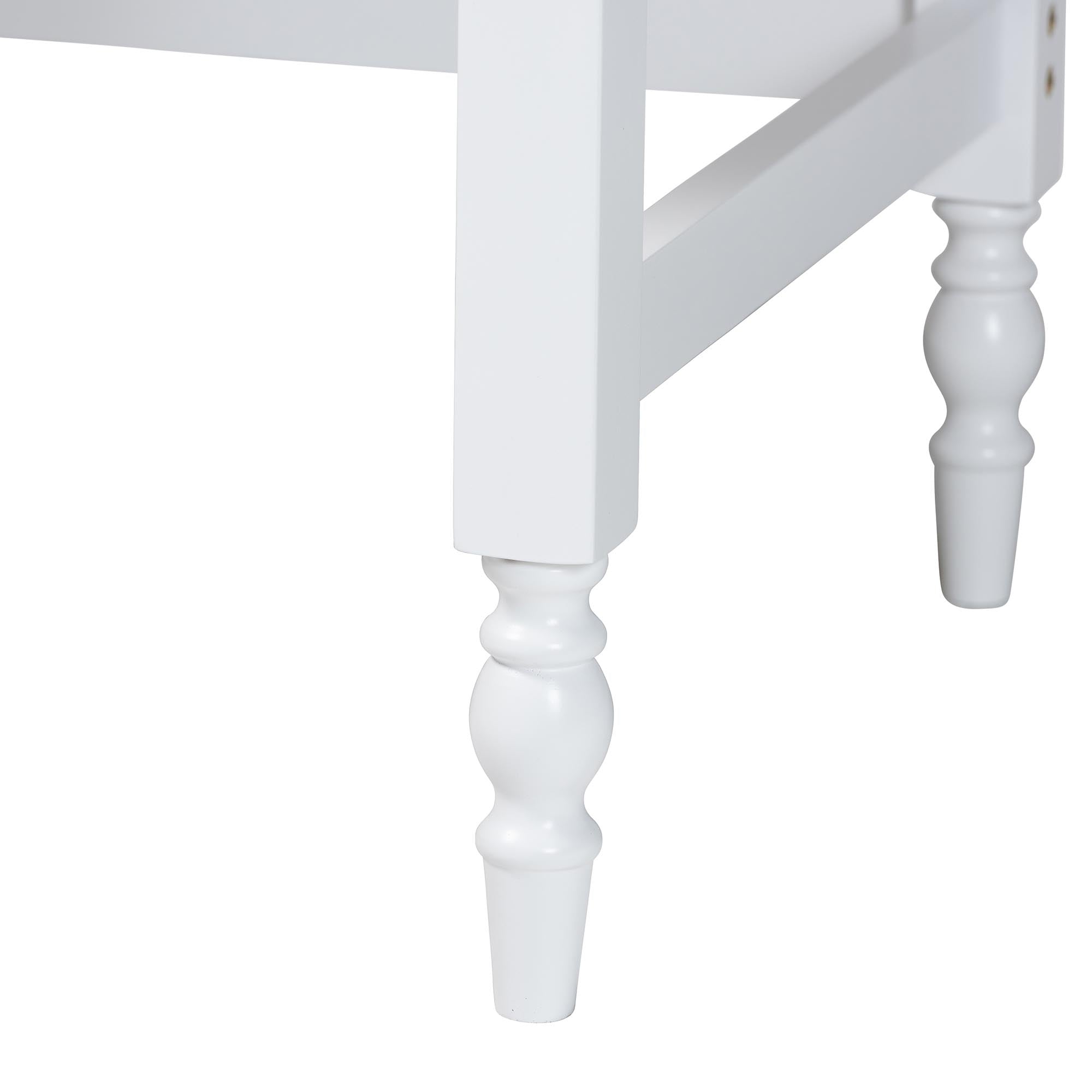 Baxton Studio Roni Writing Desk with Drawers - Modern Cottage Style Desk with Scalloped Detailing for Home Office or Vanity, White
