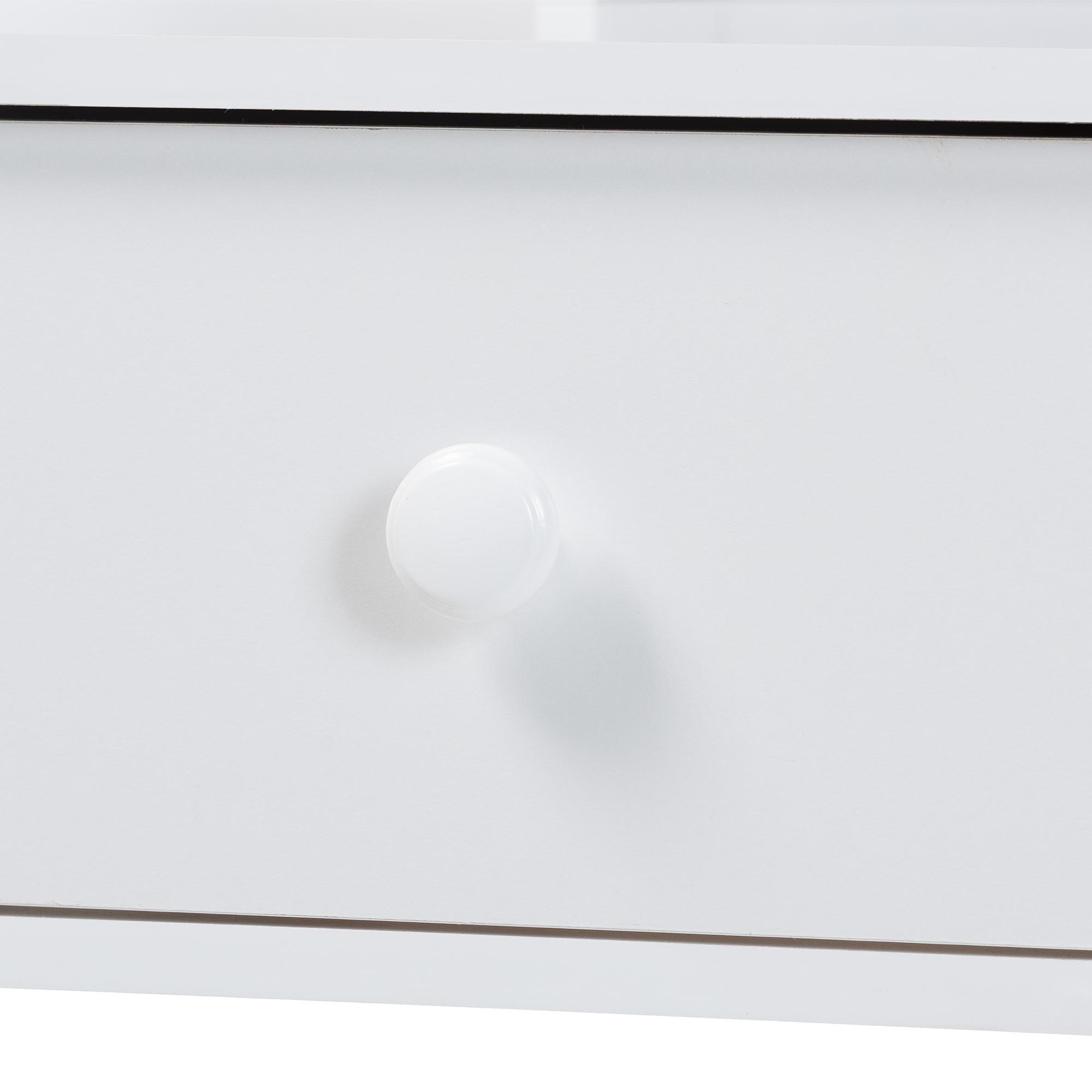 Baxton Studio Archwood Writing Desk with Hutch - 3-Drawer Wood Desk with Bobbin Design for Home Office or Bedroom Workspace, White