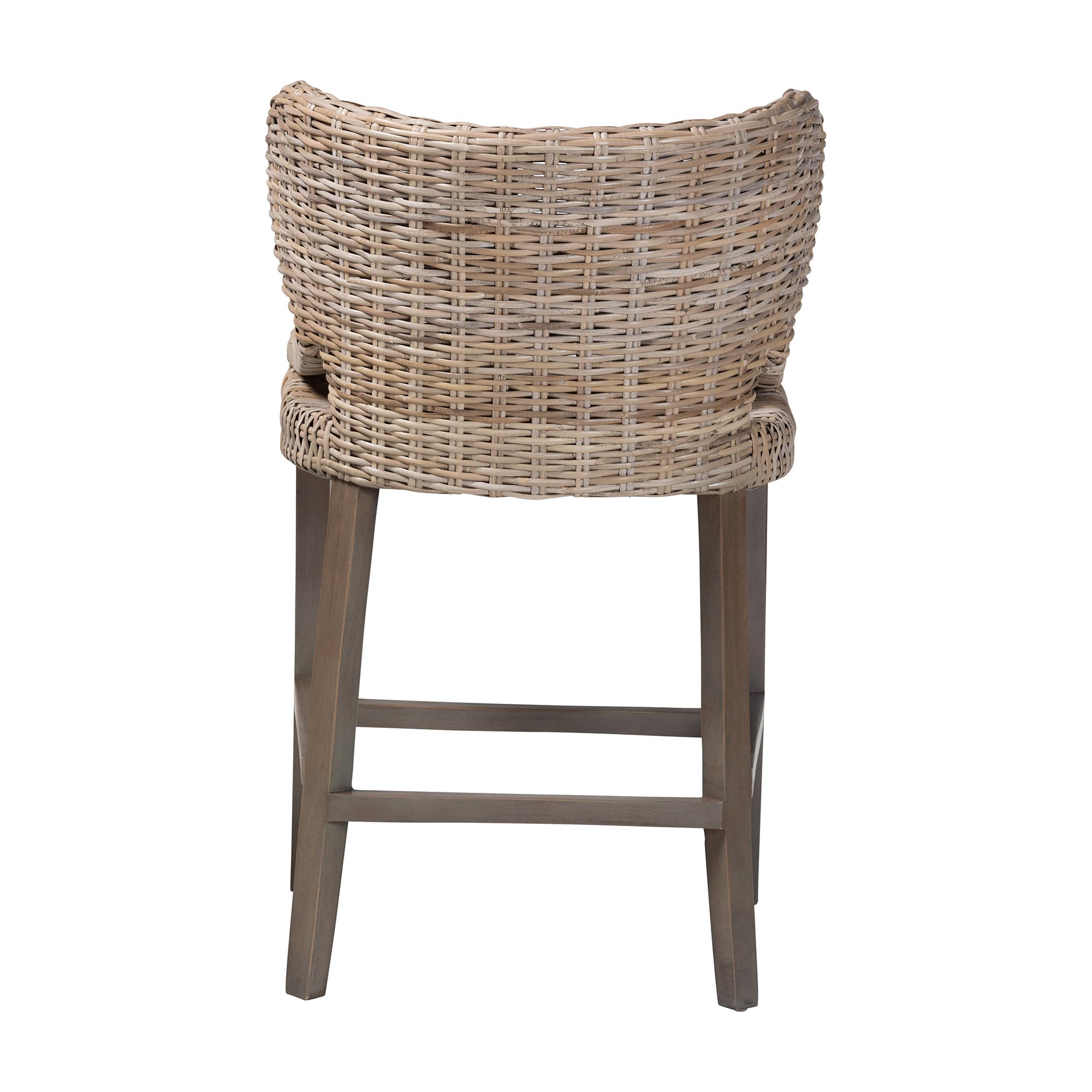 bali & pari Niesha Kubu Rattan Counter Stool with Cushion - Handwoven Wicker Accent Stool with Flared Arms Design for Kitchen Island