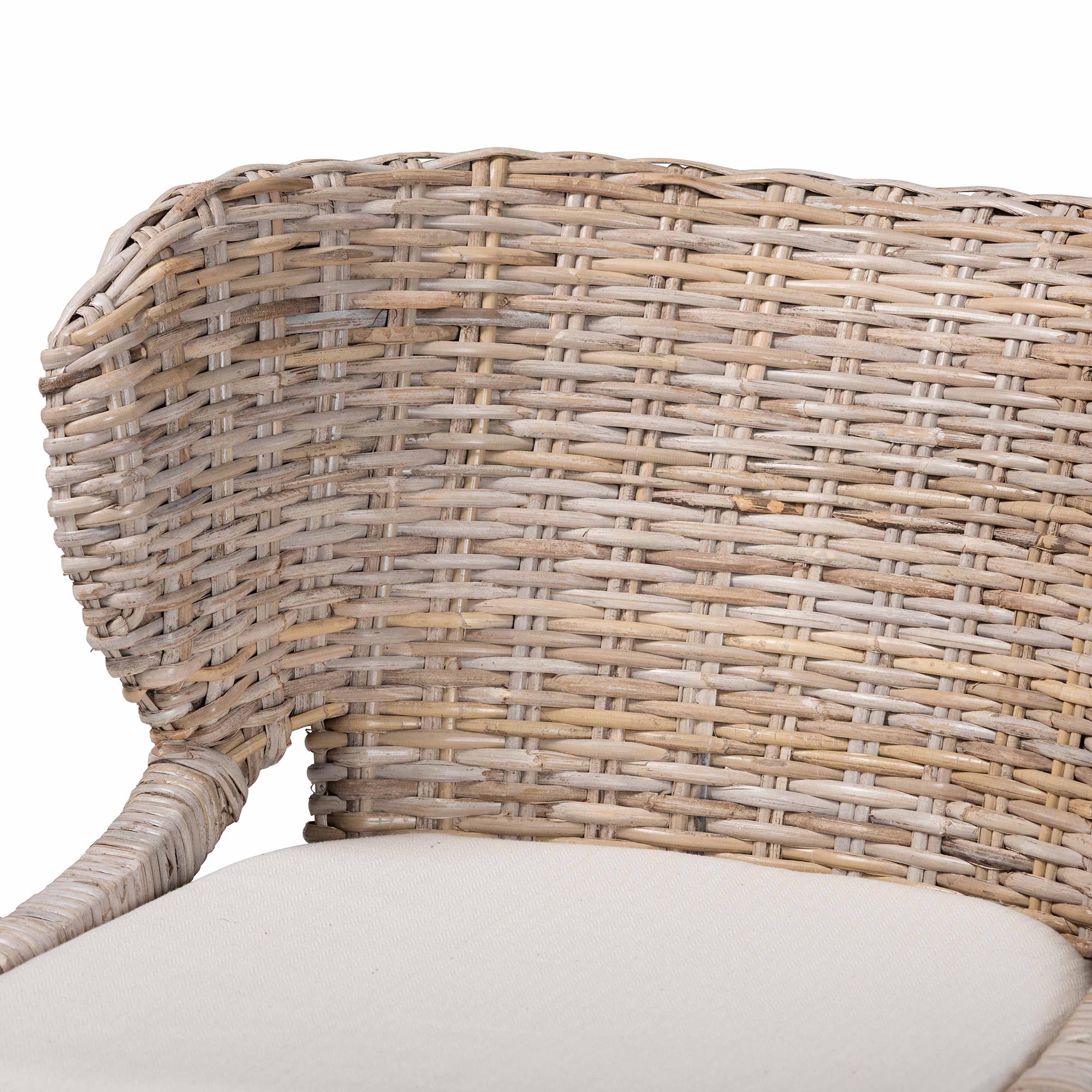 bali & pari Niesha Kubu Rattan Counter Stool with Cushion - Handwoven Wicker Accent Stool with Flared Arms Design for Kitchen Island