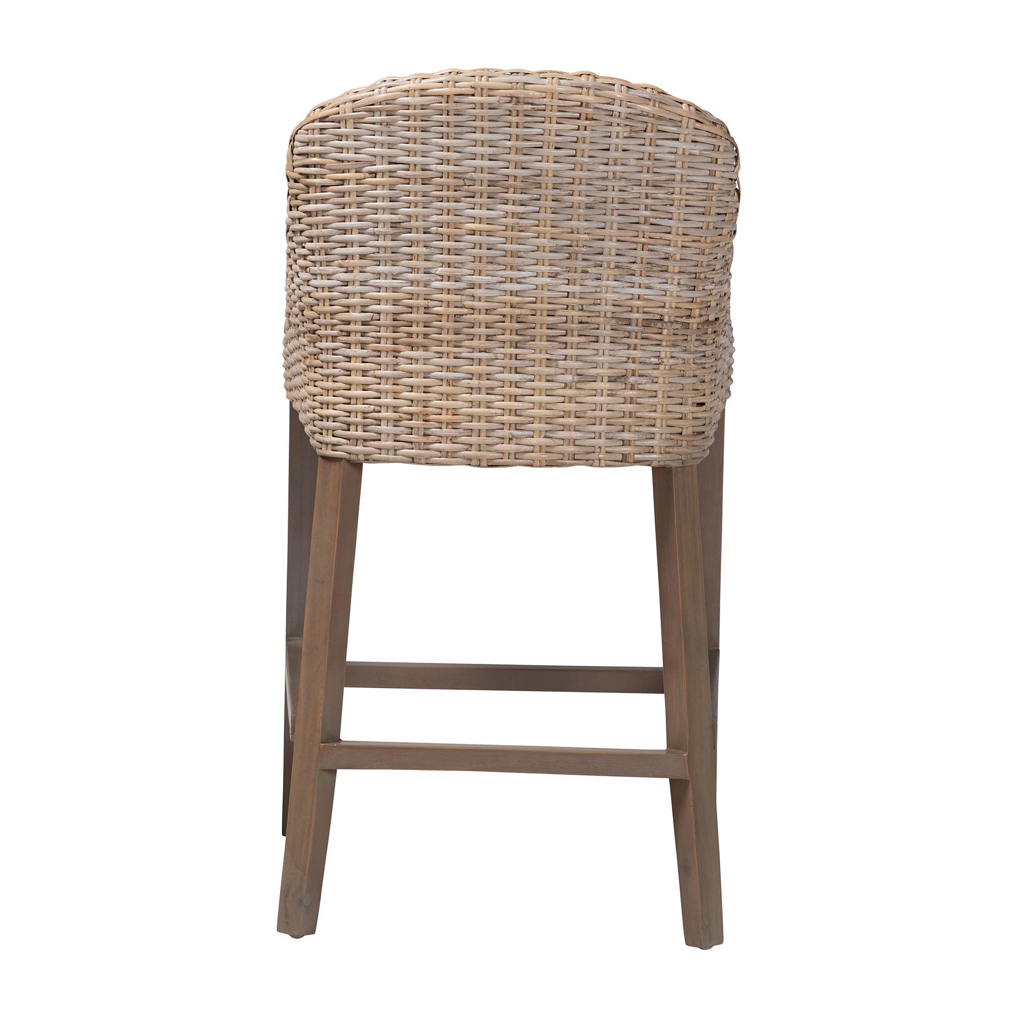 bali & pari Lara Kubu Rattan Counter Stool with Cushion - Handwoven Wicker Accent Stool with Wingback Design for Kitchen Island