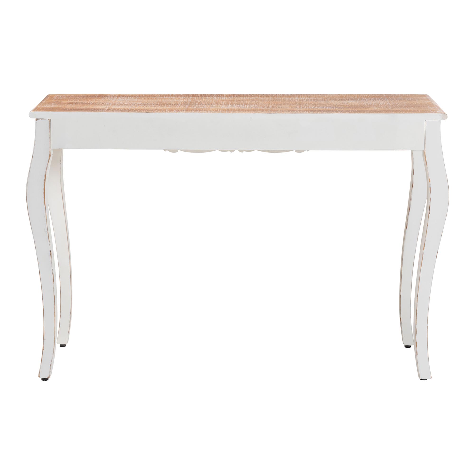 Baxton Studio Riquin Distressed Wood Console Table - Carved Wood Accent Table with Floral Motif and Two-Tone Finishing