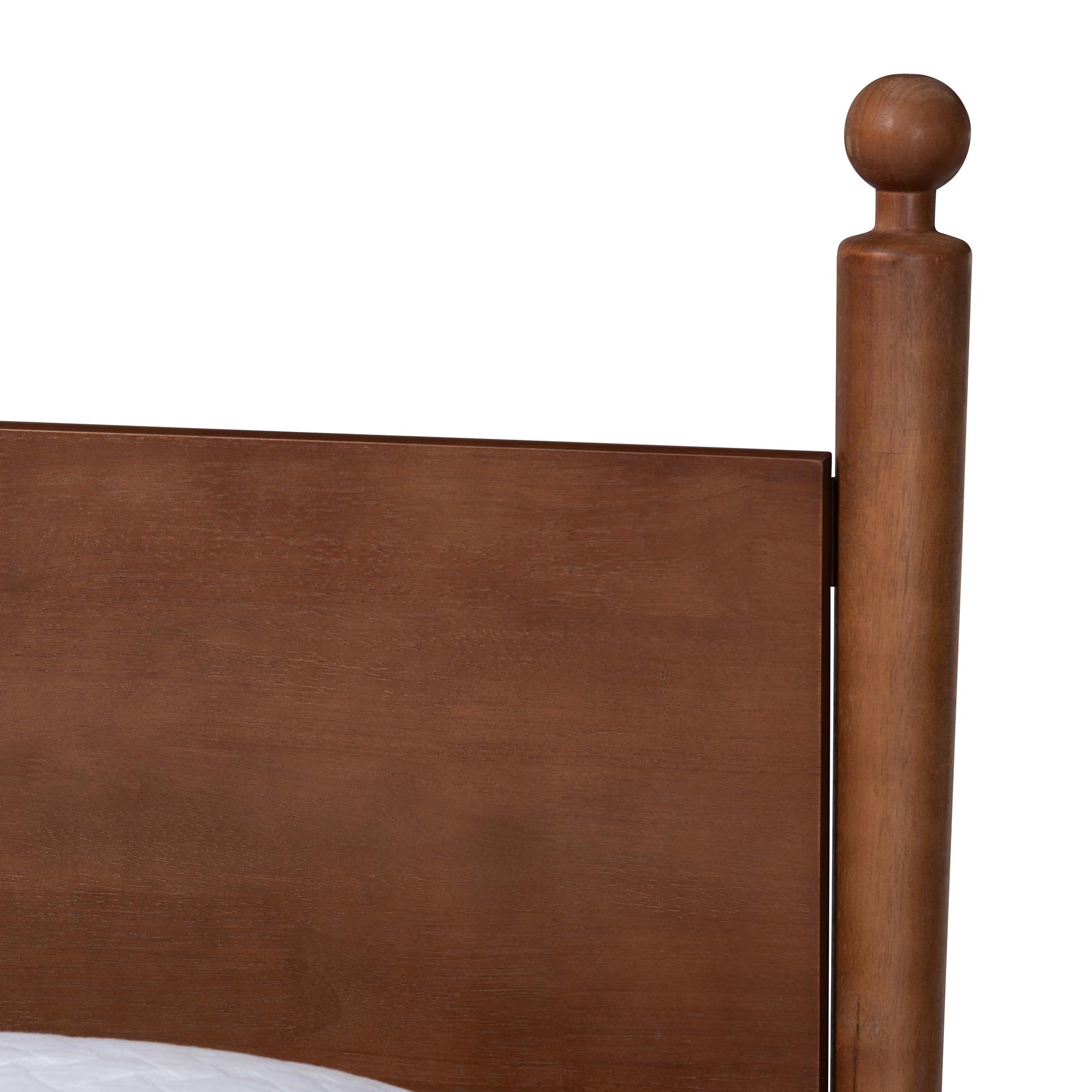 Baxton Studio Gianetta Wood Platform Bed - Traditional Poster Bed Frame with Panel Headboard and Low Profile Footboard, Classic Bedroom Furniture, Queen