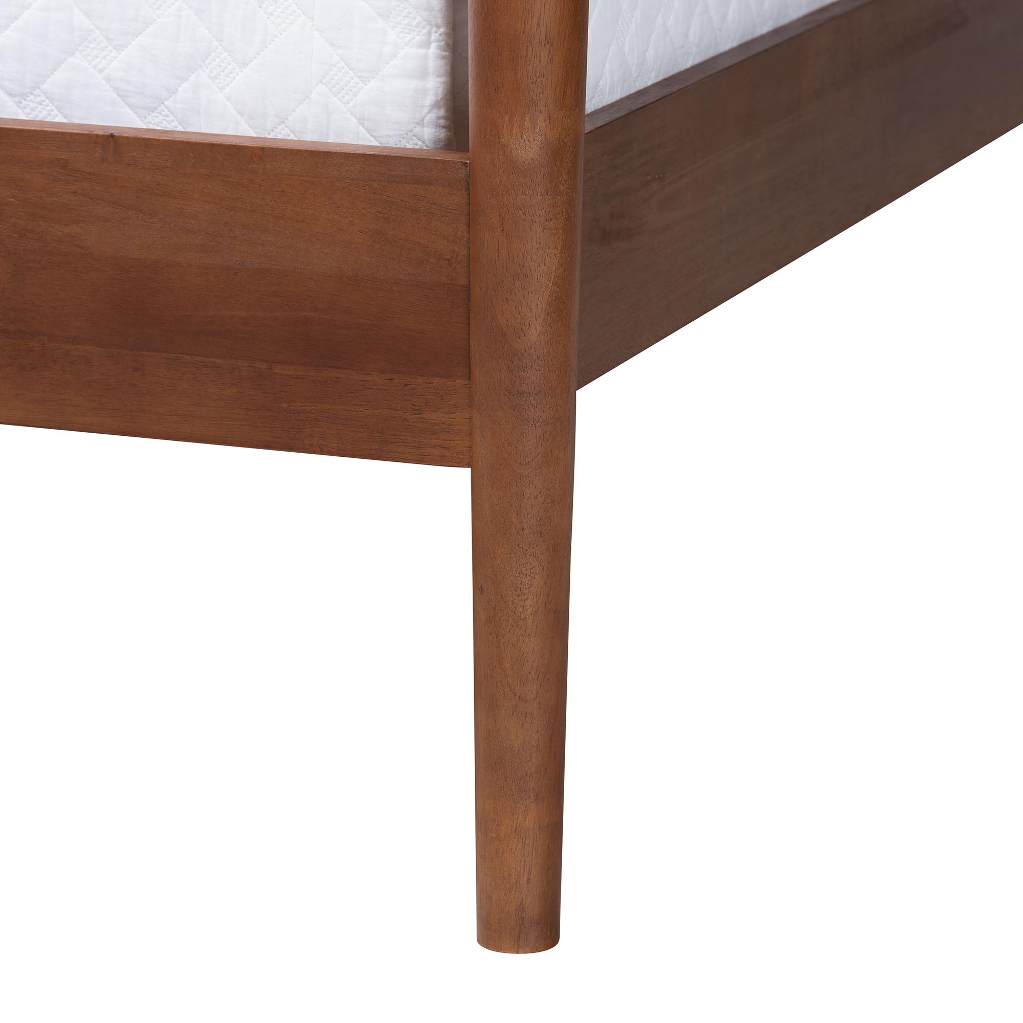 Baxton Studio Gianetta Wood Platform Bed - Traditional Poster Bed Frame with Panel Headboard and Low Profile Footboard, Classic Bedroom Furniture, Queen