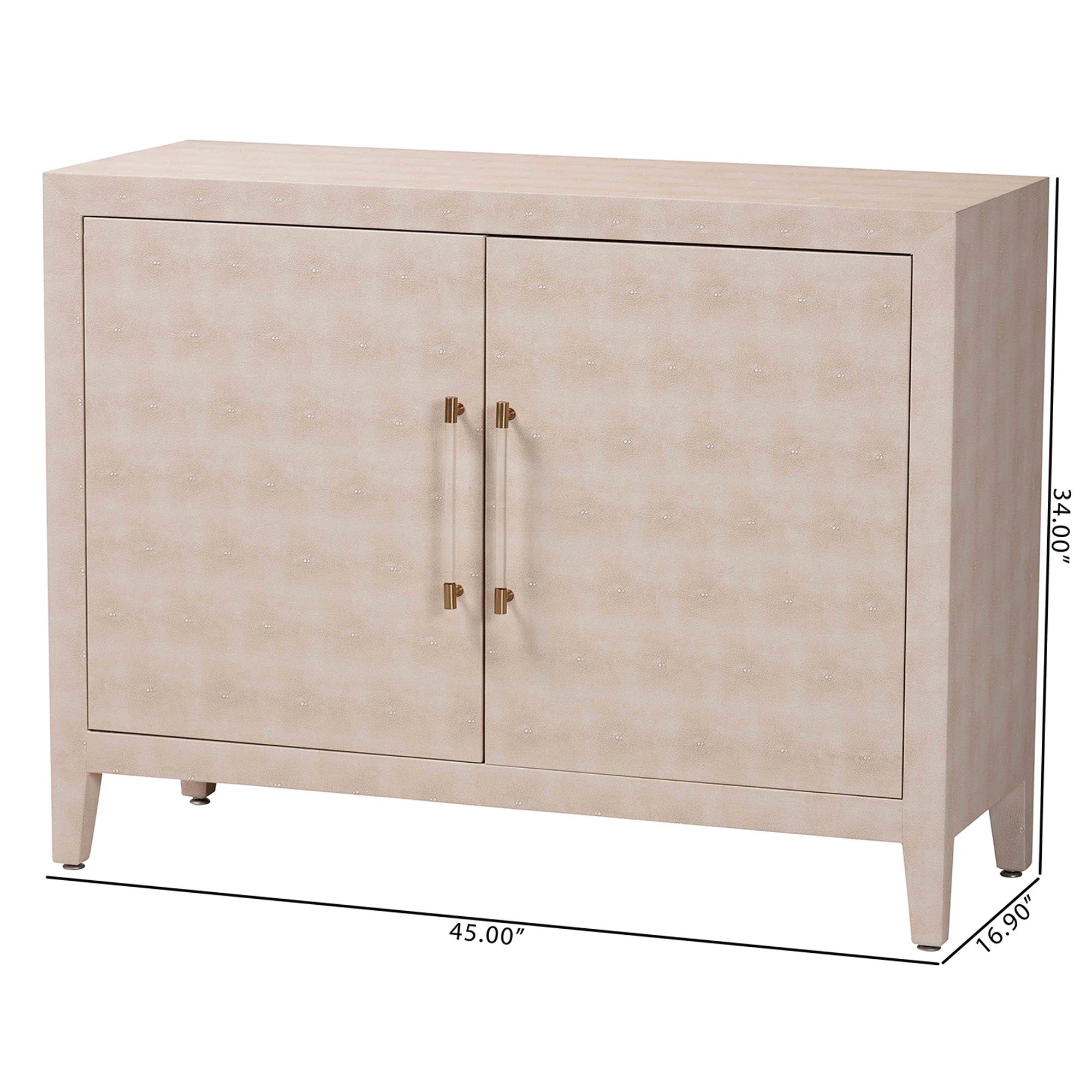Baxton Studio Nira Faux Shagreen Storage Cabinet - Contemporary 2-Door Accent Sideboard with Sleek Metal Handles, for Entryway or Living Room