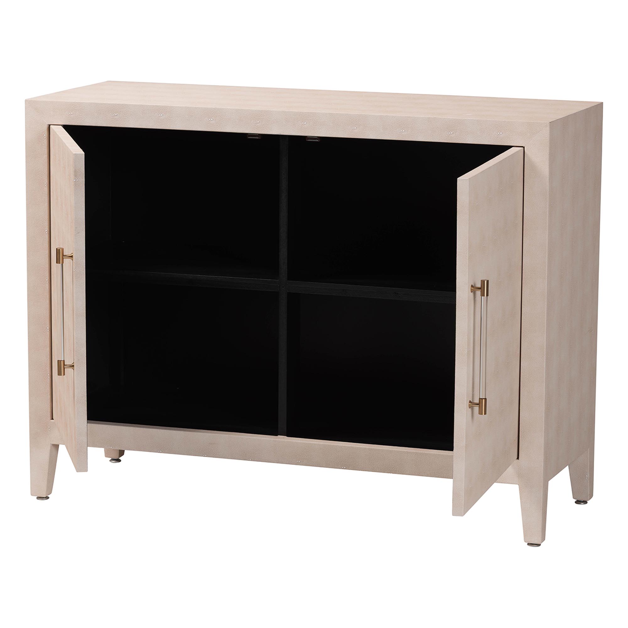Baxton Studio Nira Faux Shagreen Storage Cabinet - Contemporary 2-Door Accent Sideboard with Sleek Metal Handles, for Entryway or Living Room