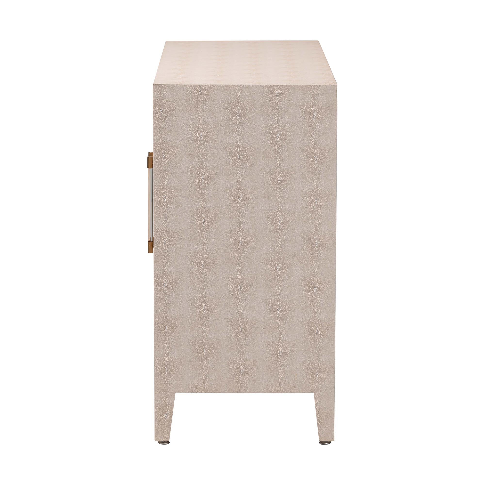 Baxton Studio Nira Faux Shagreen Storage Cabinet - Contemporary 2-Door Accent Sideboard with Sleek Metal Handles, for Entryway or Living Room