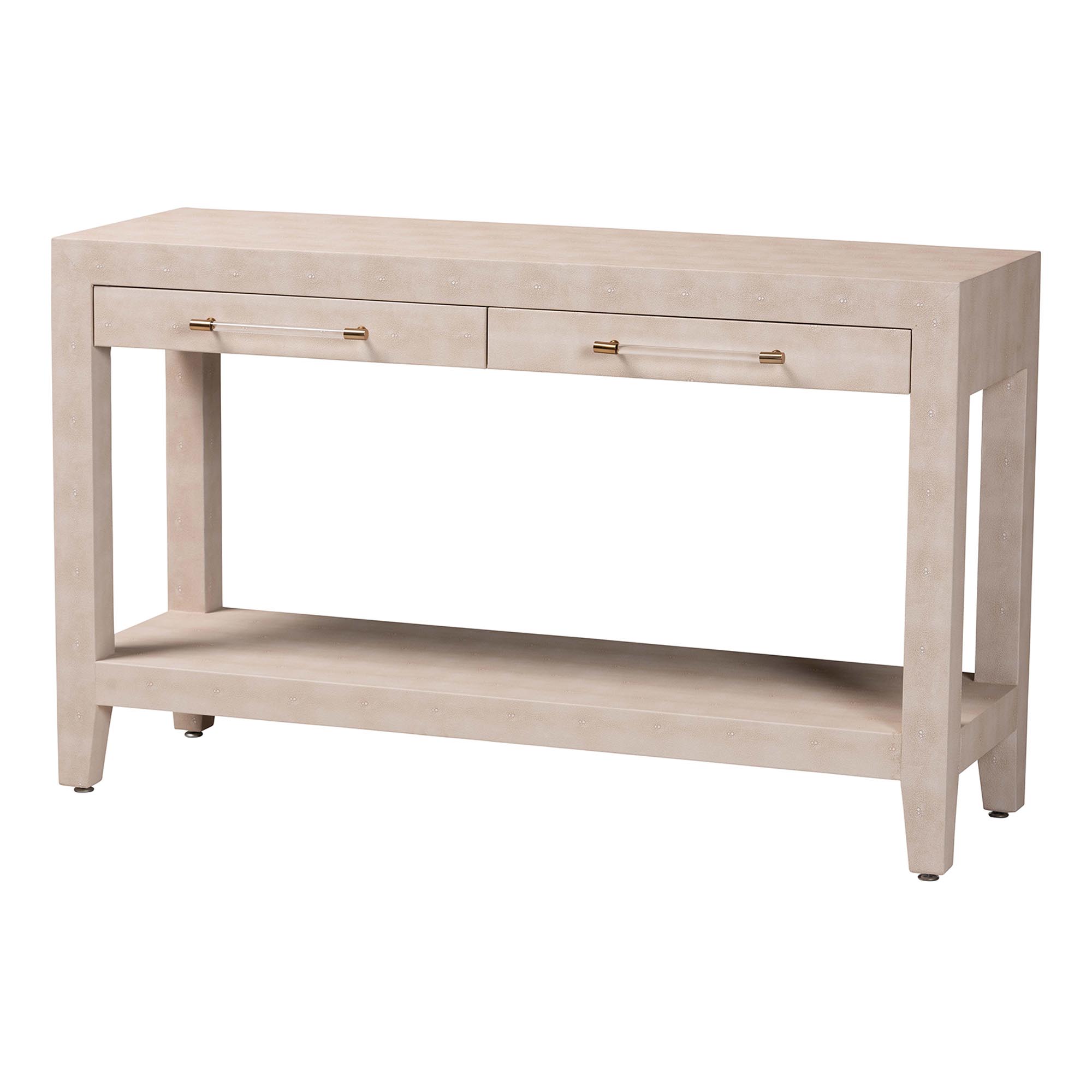 Baxton Studio Nira Faux Shagreen Console Table - Contemporary Accent Display Piece with 2 Drawers and Open Shelf, Storage Solution for Entryway or Living Room