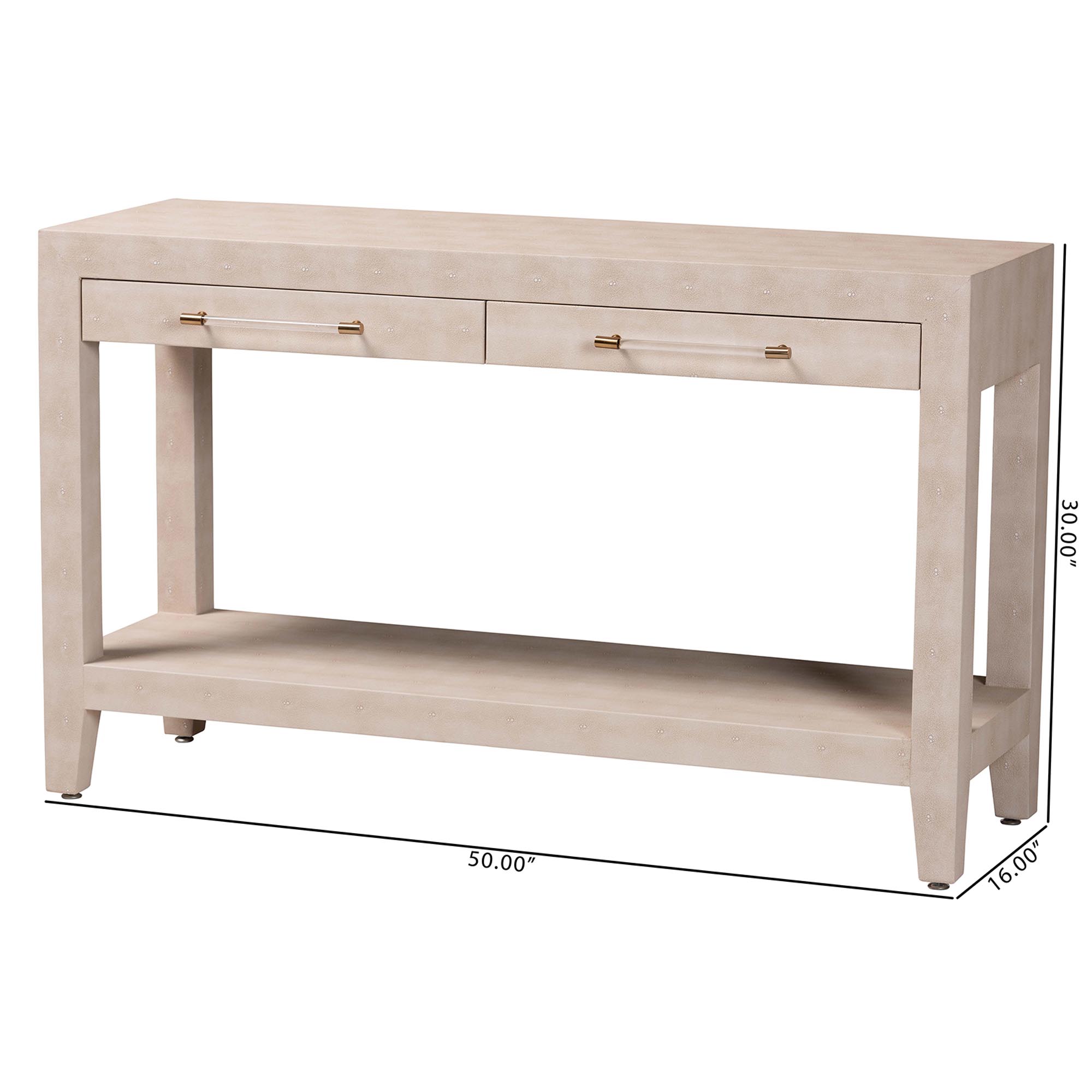 Baxton Studio Nira Faux Shagreen Console Table - Contemporary Accent Display Piece with 2 Drawers and Open Shelf, Storage Solution for Entryway or Living Room