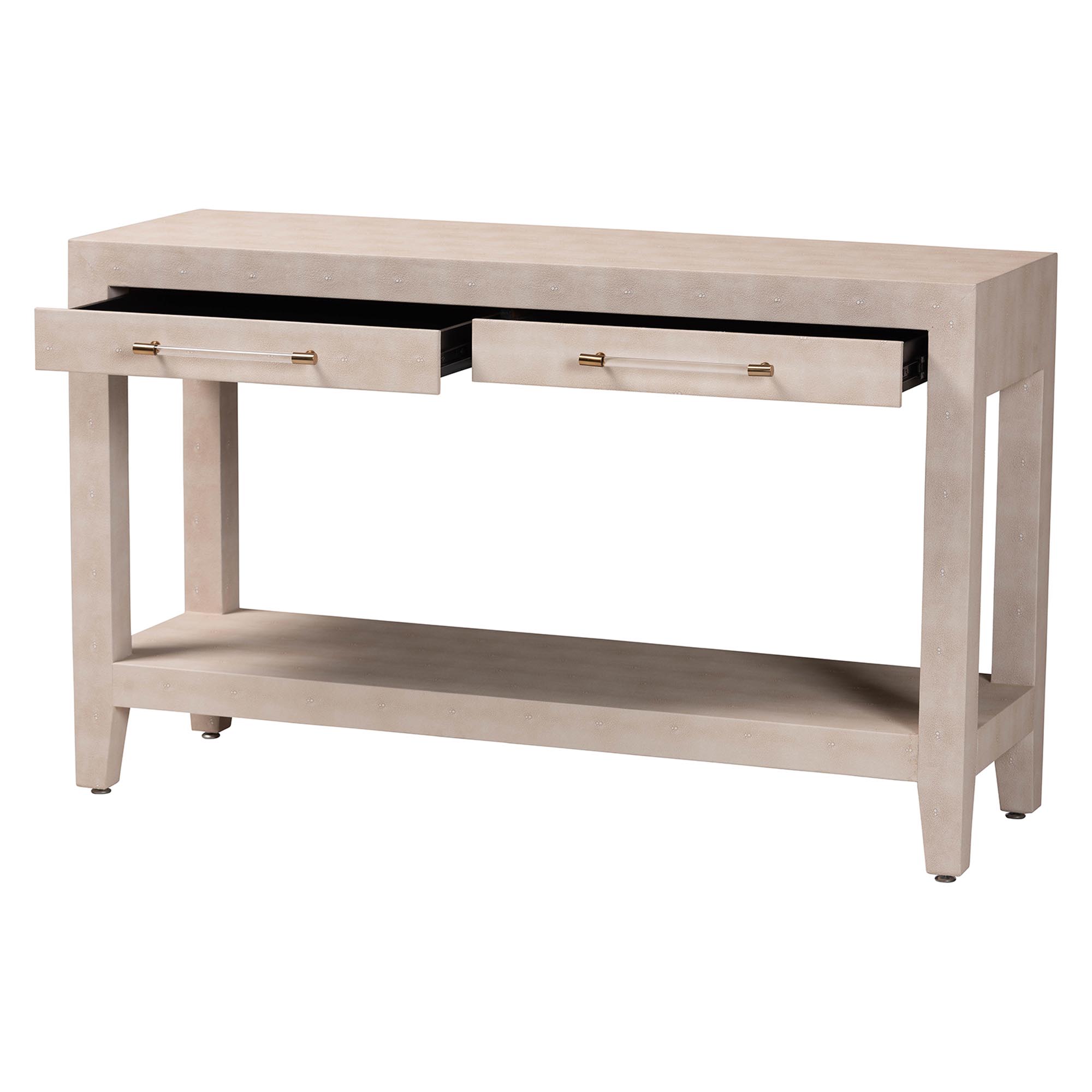 Baxton Studio Nira Faux Shagreen Console Table - Contemporary Accent Display Piece with 2 Drawers and Open Shelf, Storage Solution for Entryway or Living Room