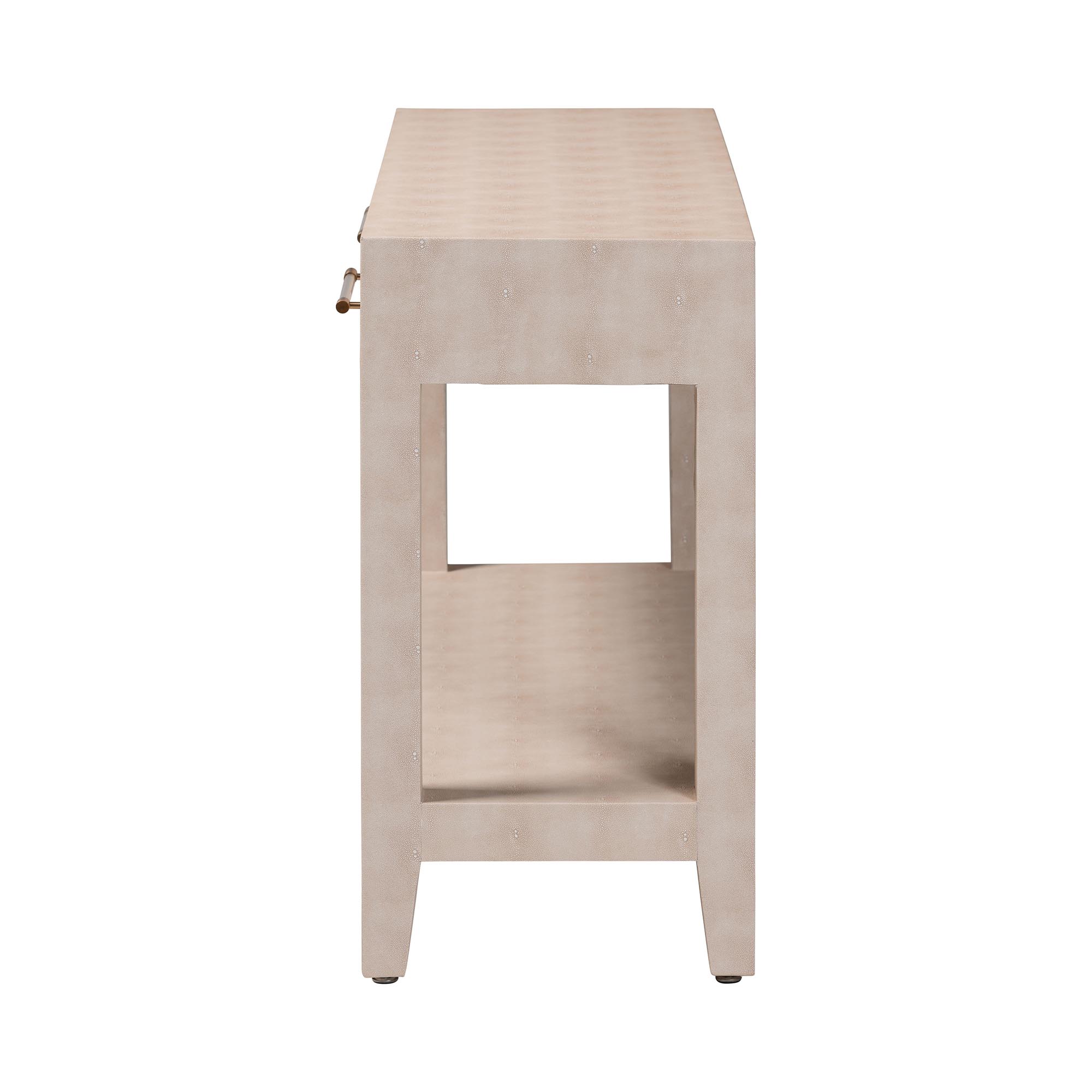 Baxton Studio Nira Faux Shagreen Console Table - Contemporary Accent Display Piece with 2 Drawers and Open Shelf, Storage Solution for Entryway or Living Room
