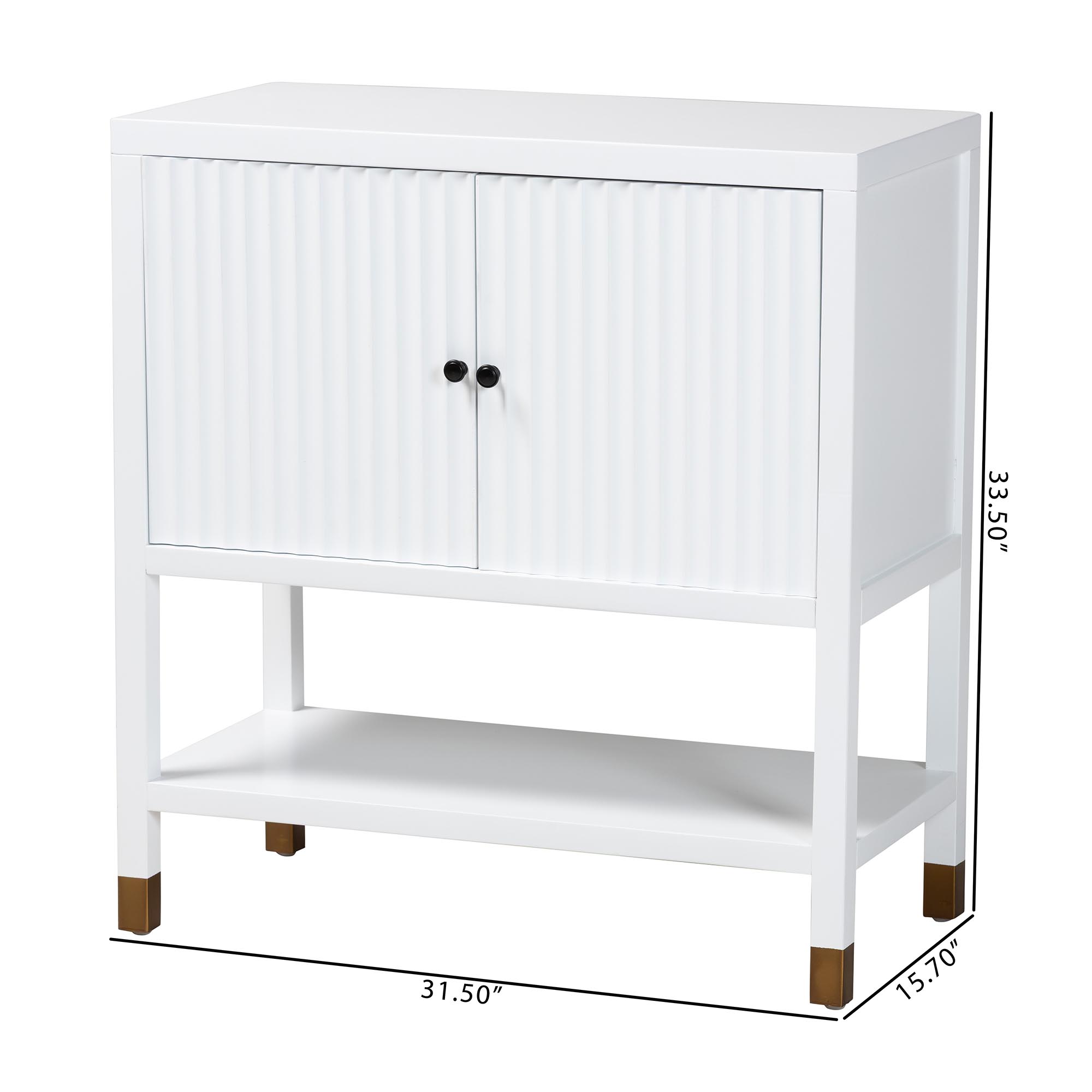 bali & pari Aiden Fluted Sideboard -  2-Door Accent Storage Cabinet with Open Shelf and Raised Legs, Compact Entryway or Dining Room Cabinet