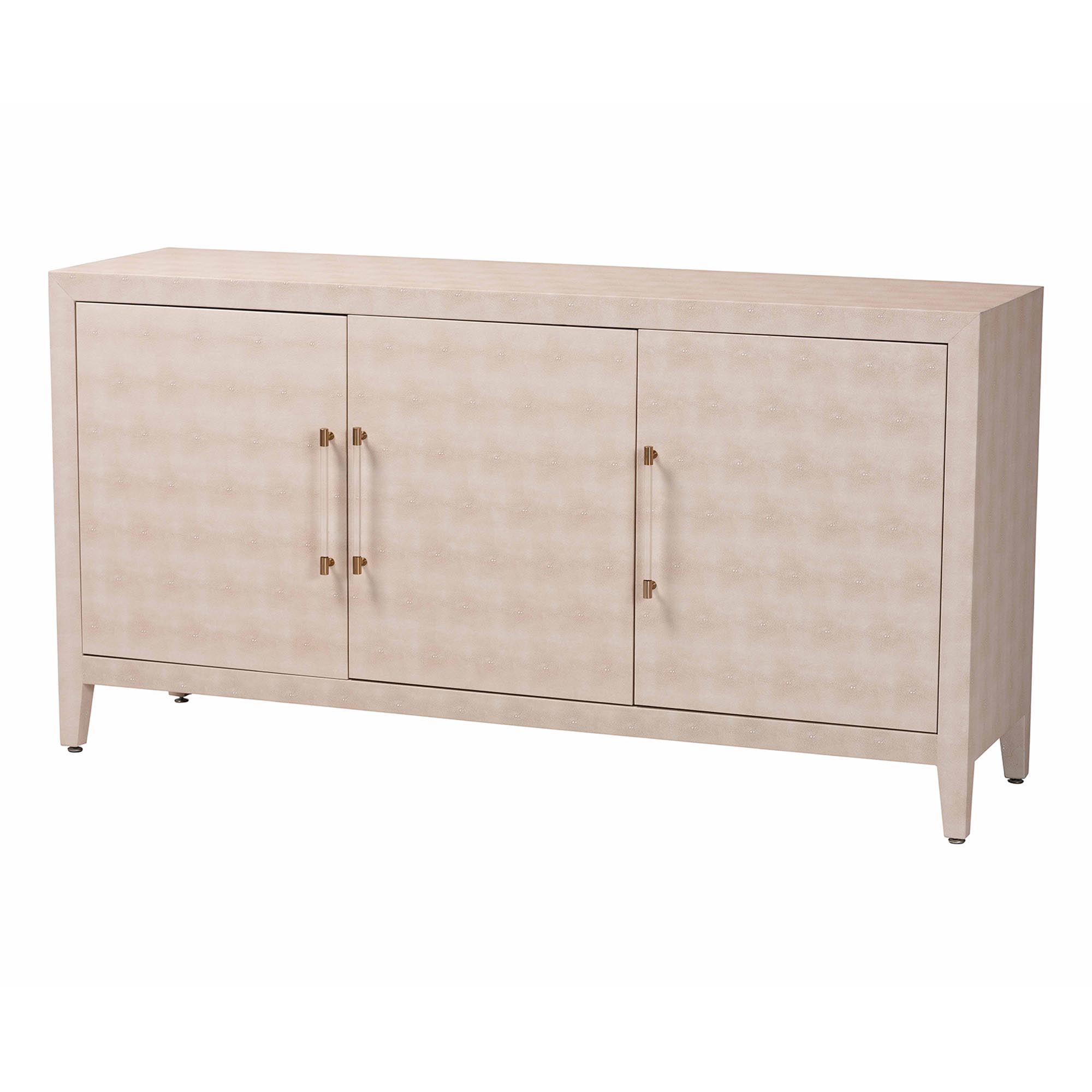 Baxton Studio Nira Faux Shagreen Sideboard  -  Contemporary 3-Door Buffet Storage Cabinet with Sleek Handles for Dining Room or Living Room