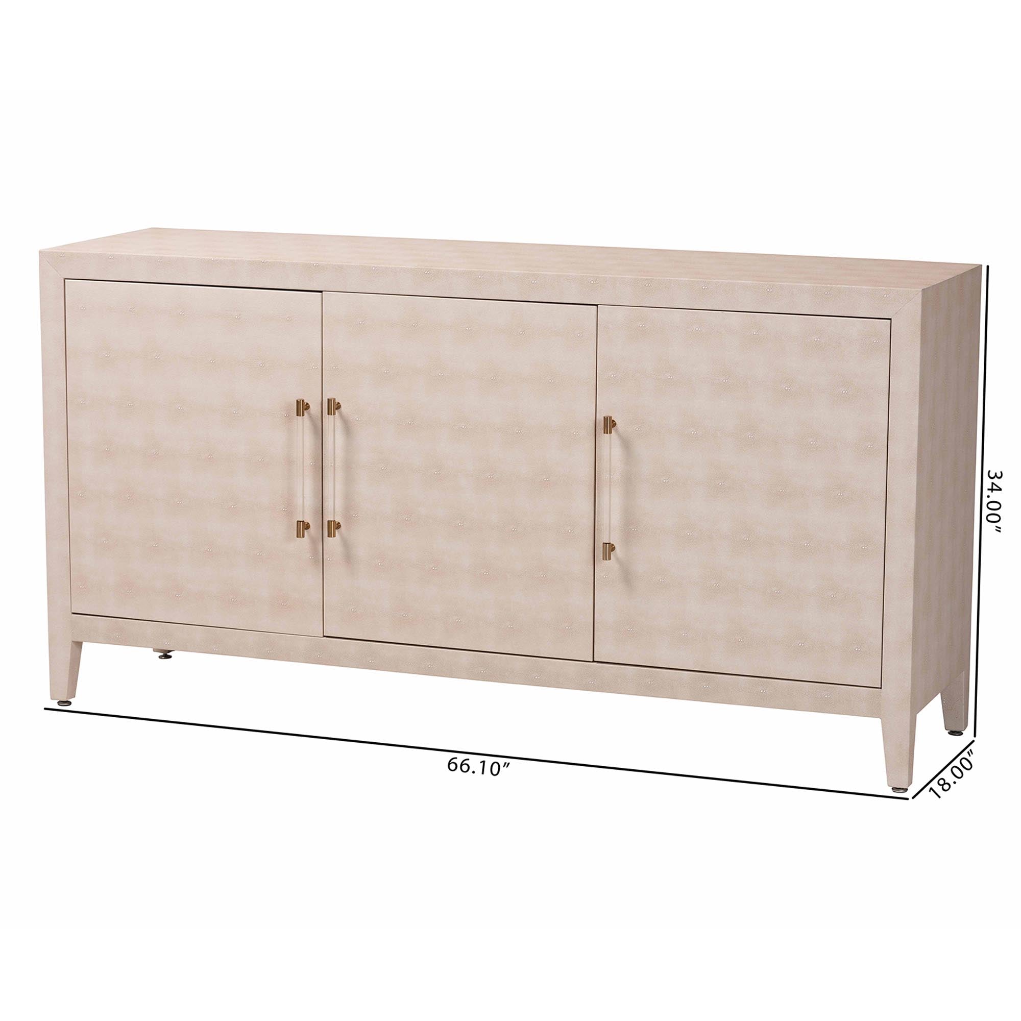 Baxton Studio Nira Faux Shagreen Sideboard  -  Contemporary 3-Door Buffet Storage Cabinet with Sleek Handles for Dining Room or Living Room