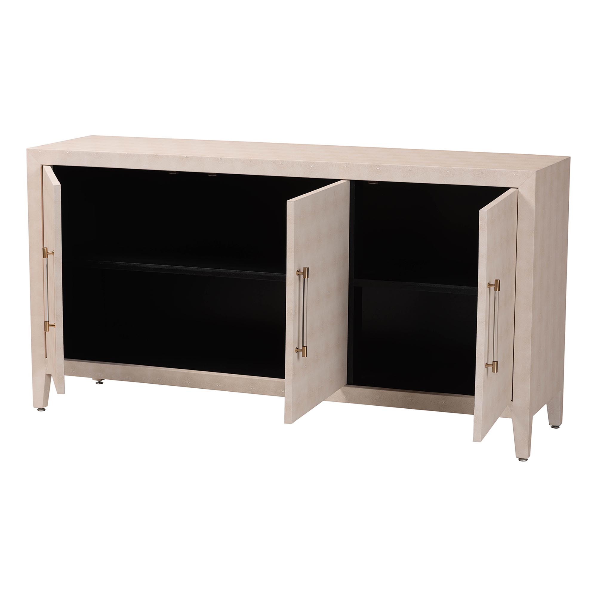 Baxton Studio Nira Faux Shagreen Sideboard  -  Contemporary 3-Door Buffet Storage Cabinet with Sleek Handles for Dining Room or Living Room