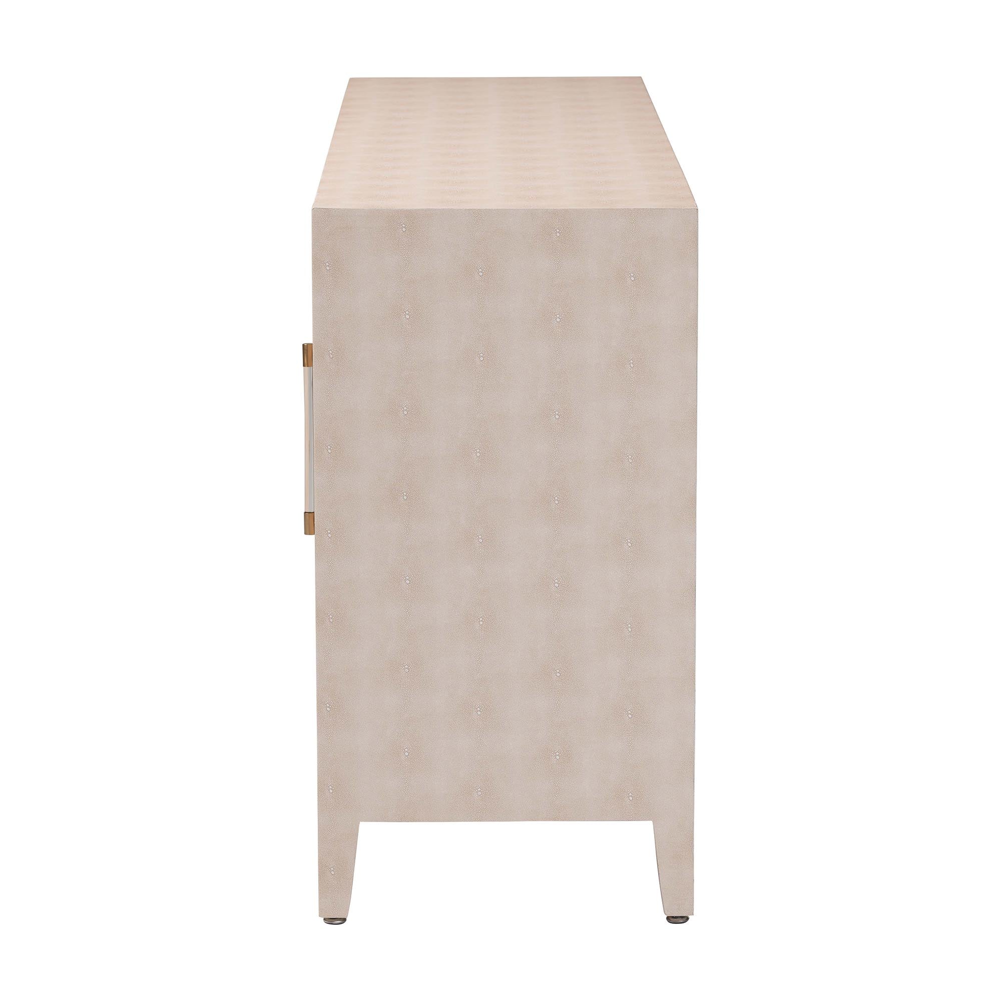 Baxton Studio Nira Faux Shagreen Sideboard  -  Contemporary 3-Door Buffet Storage Cabinet with Sleek Handles for Dining Room or Living Room