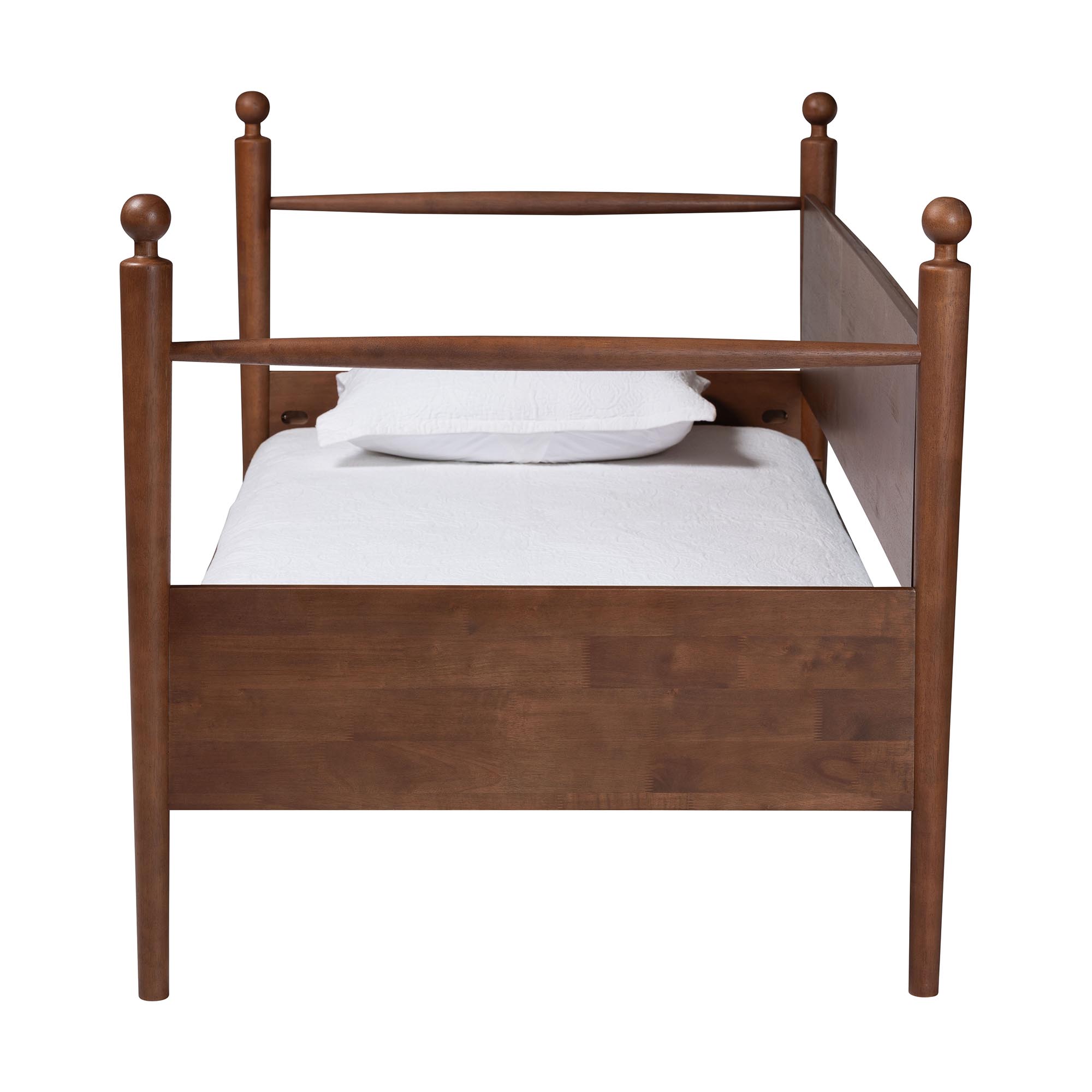 Baxton Studio Gianetta Wooden Daybed with Spindle Posts - Classic Cottage-Style Bed Frame with Guardrail Back, Solid Wood Day Bed for Guest Room or Kids Bedroom, Twin
